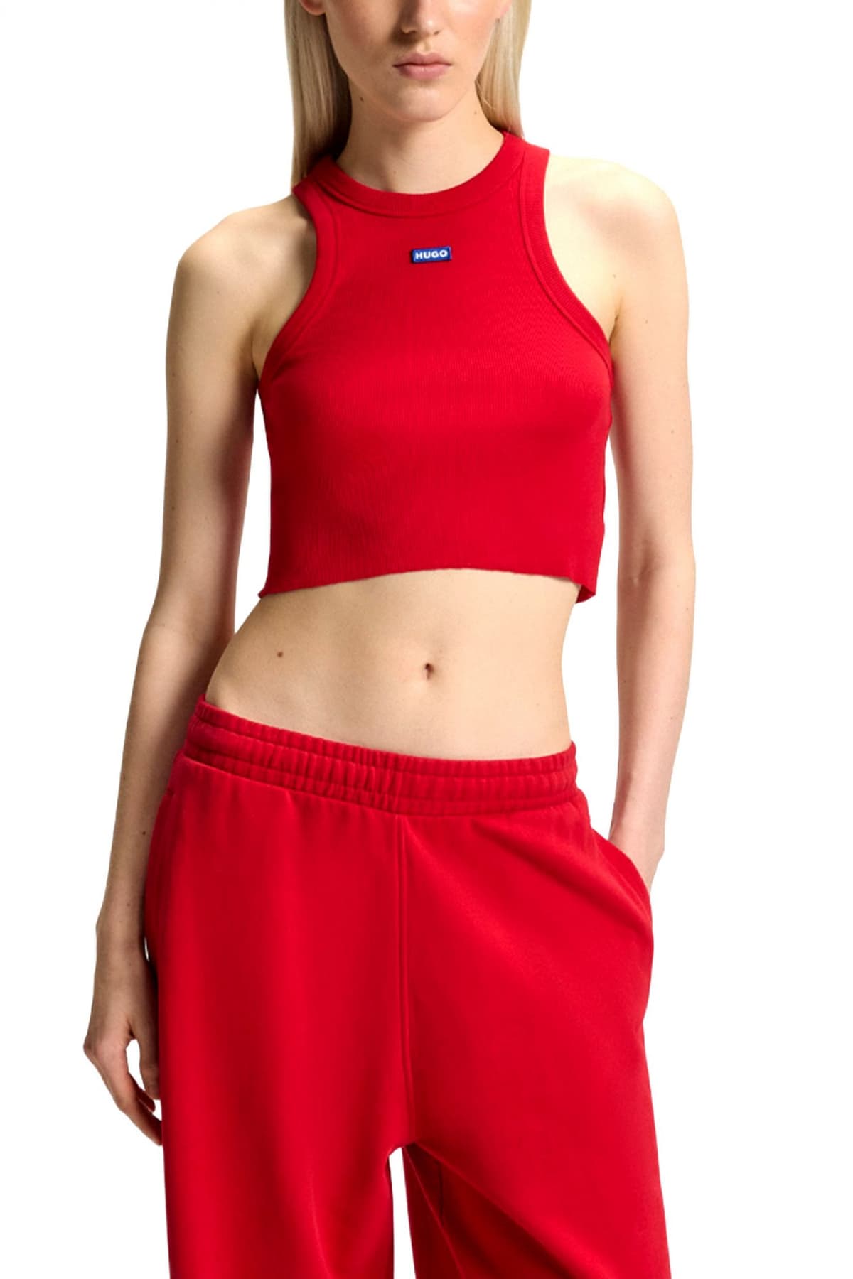 HUGO BLUE TANK TOP CROPPED BABY TANK_B LOGO ΚΟΚΚΙΝΟ