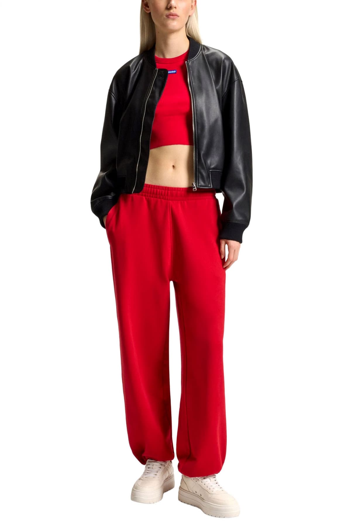 HUGO BLUE TANK TOP CROPPED BABY TANK_B LOGO ΚΟΚΚΙΝΟ