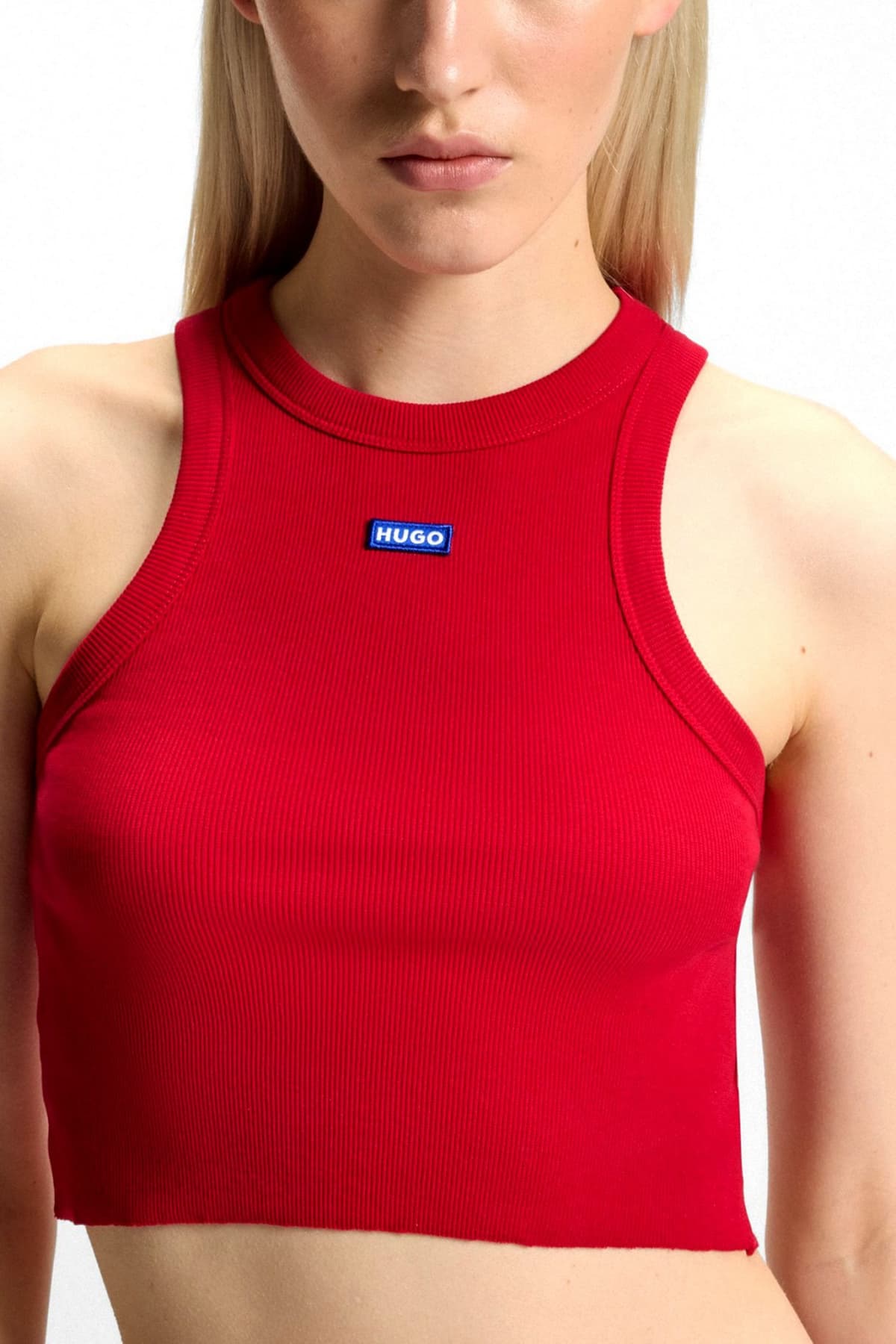 HUGO BLUE TANK TOP CROPPED BABY TANK_B LOGO ΚΟΚΚΙΝΟ