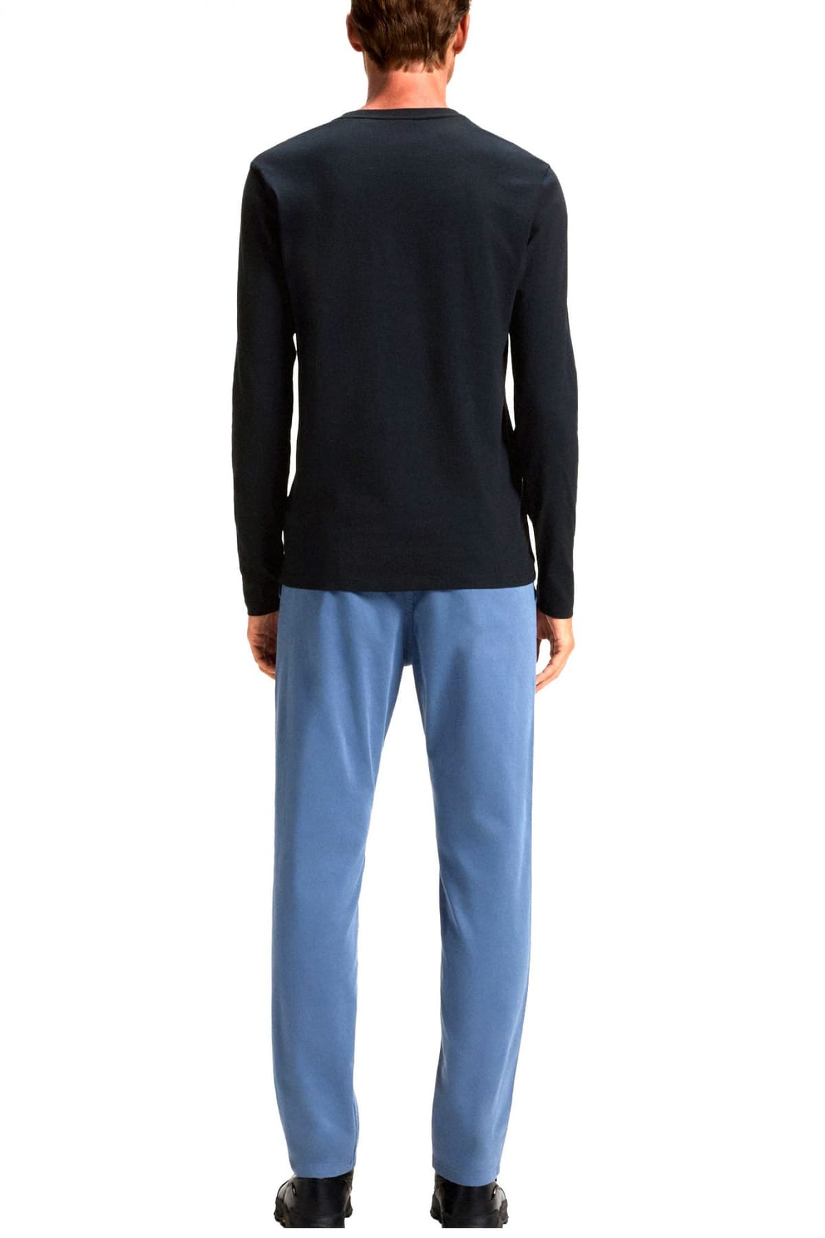 BOSS CASUAL T-SHIRT ΜΑΚΡΥΜΑΝΙΚΟ REGULAR FIT TACKS ΜΠΛΕ