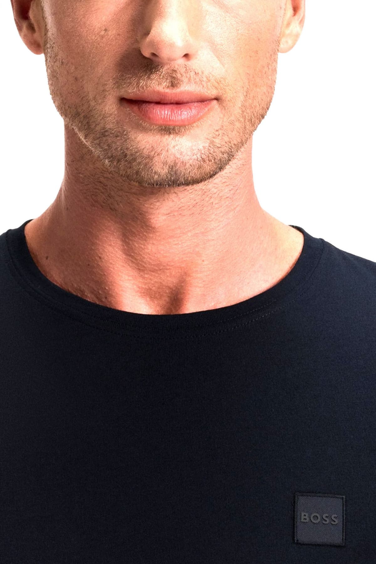 BOSS CASUAL T-SHIRT ΜΑΚΡΥΜΑΝΙΚΟ REGULAR FIT TACKS ΜΠΛΕ