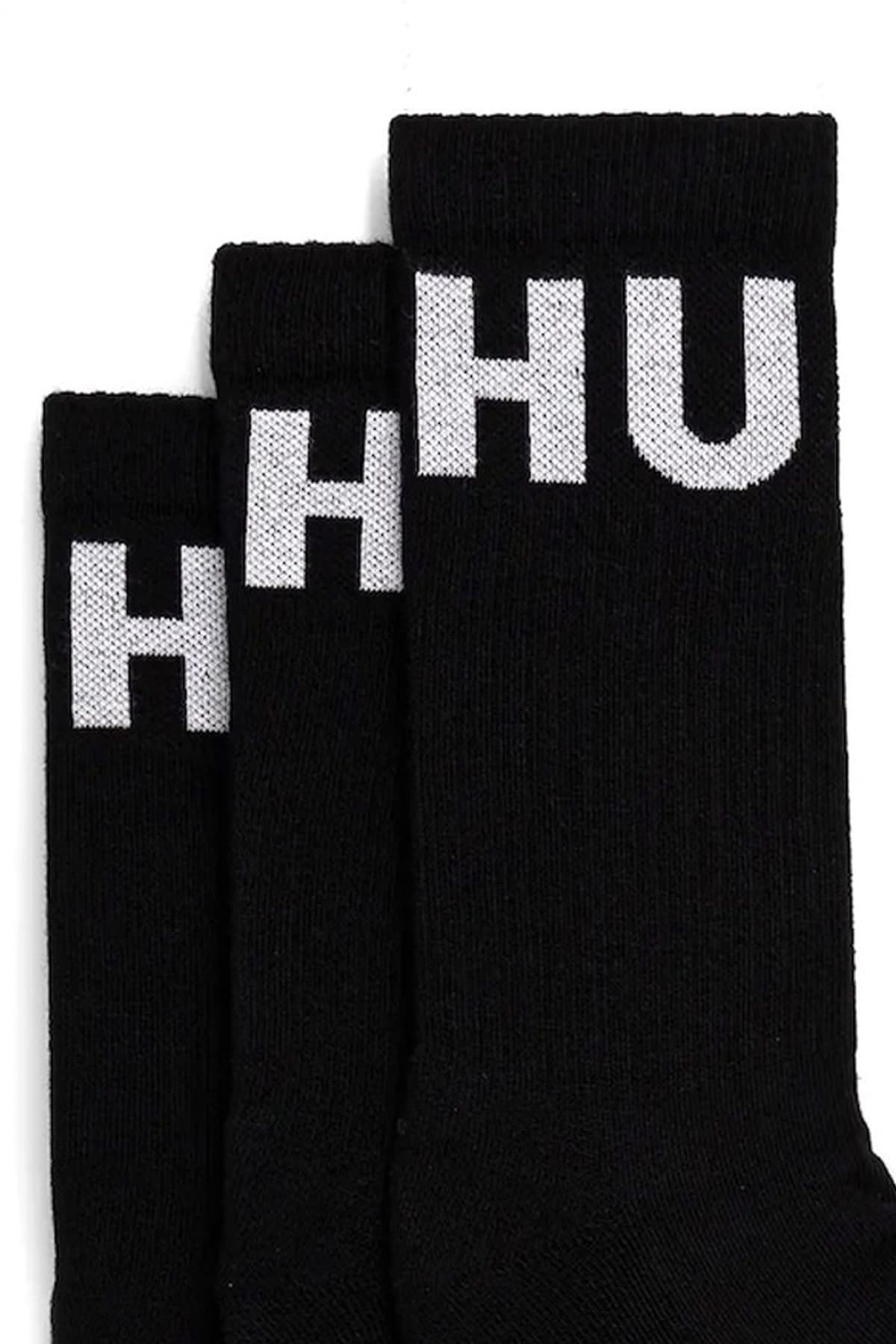 HUGO ΚΑΛΤΣΕΣ 3P QS ICONIC CC LOGO ΜΑΥΡΟ-ΛΕΥΚΟ