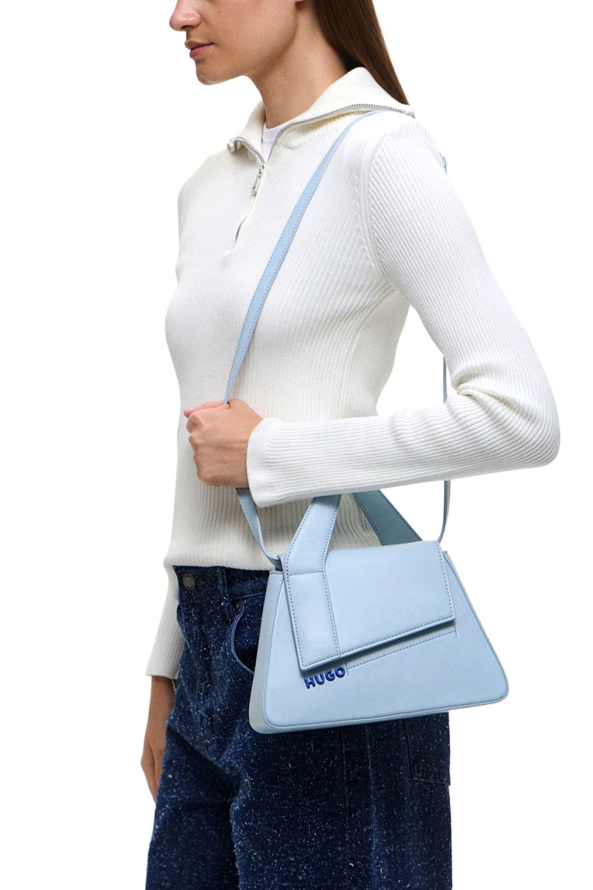 HUGO BLUE ΤΣΑΝΤΑ ΧΕΙΡΟΣ/CROSSBODY LYLAH TOP HANDLE LOGO ΣΙΕΛ