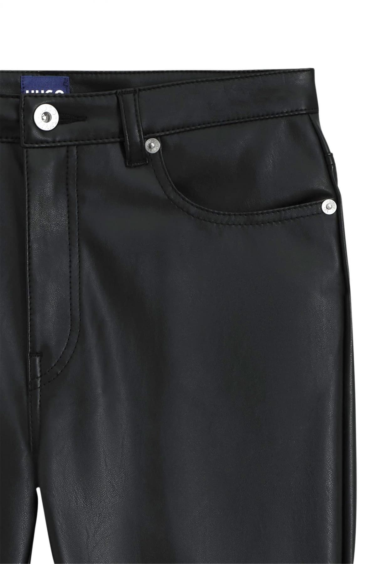 HUGO BLUE ΠΑΝΤΕΛΟΝΙ FAUX LEATHER HABLEU-1_B FLAIR ΜΑΥΡΟ