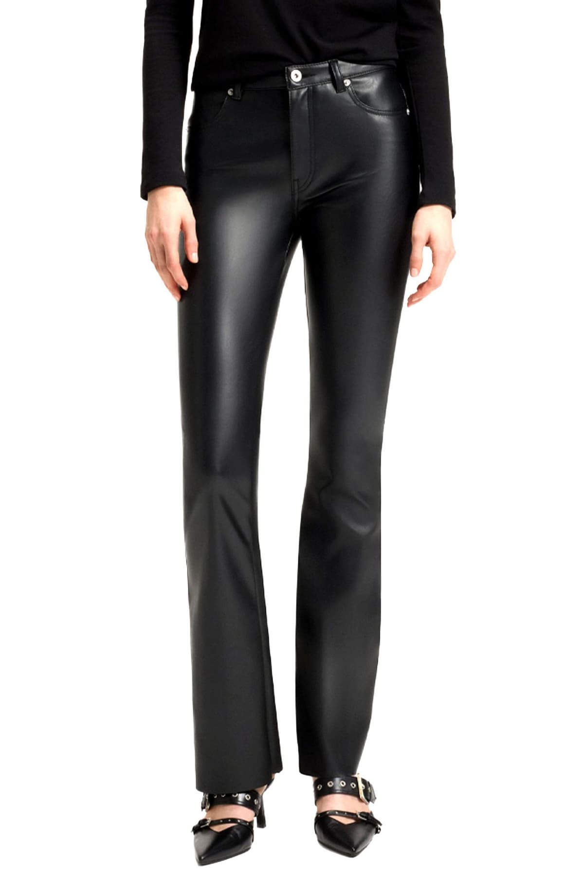 HUGO BLUE ΠΑΝΤΕΛΟΝΙ FAUX LEATHER HABLEU-1_B FLAIR ΜΑΥΡΟ