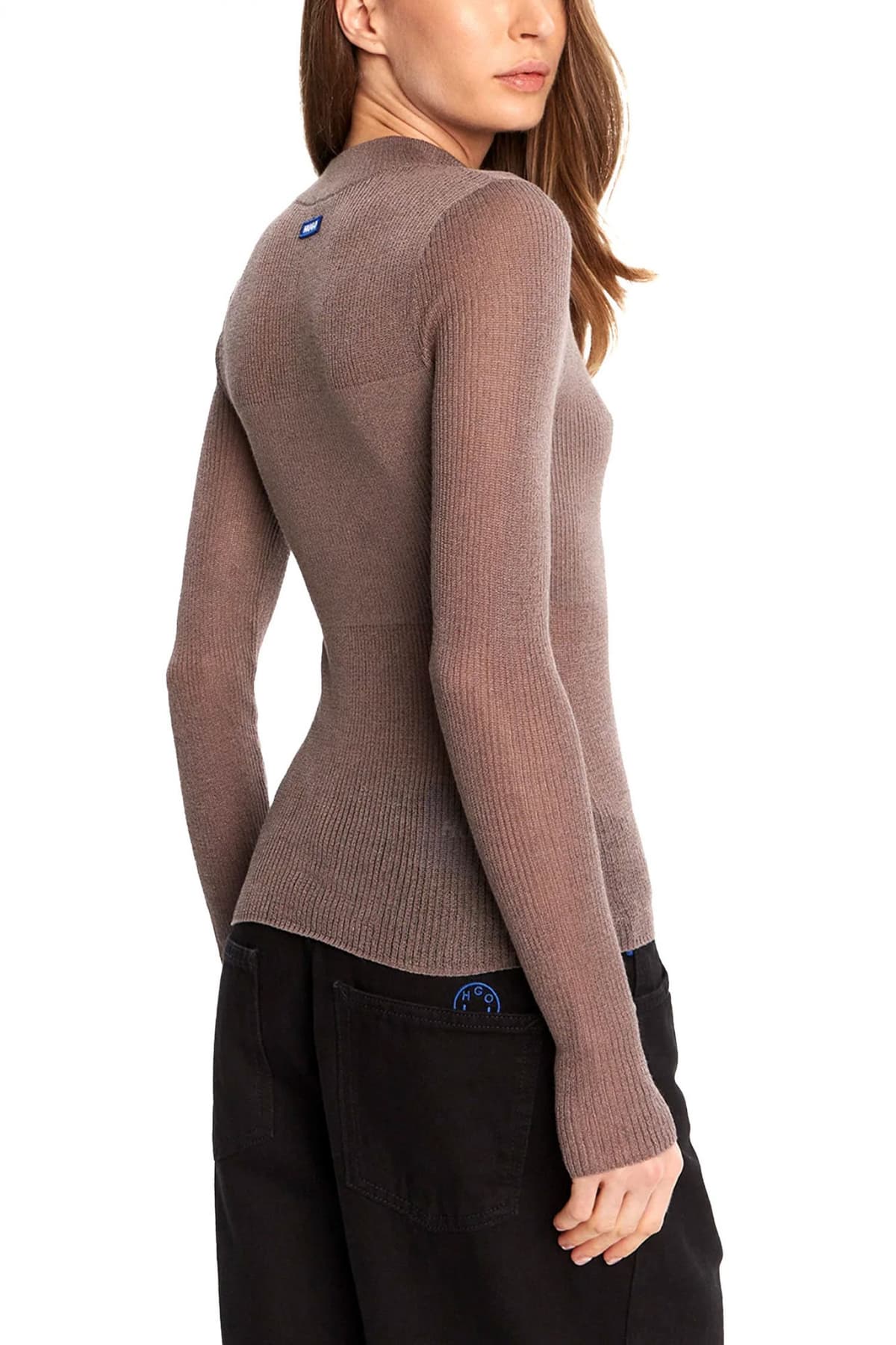 HUGO BLUE ΠΛΕΚΤΟ C-THRU ΛΟΥΠΕΤΟ SLUMY_B ΚΑΦΕ