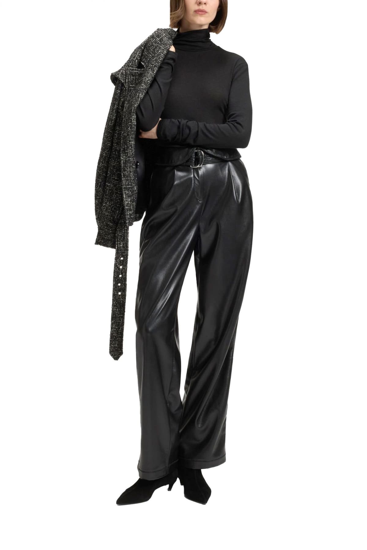 BOSS CASUAL TOP TURTLENECK C_ELIANA SLIM FIT STRETCH ΜΑΥΡΟ