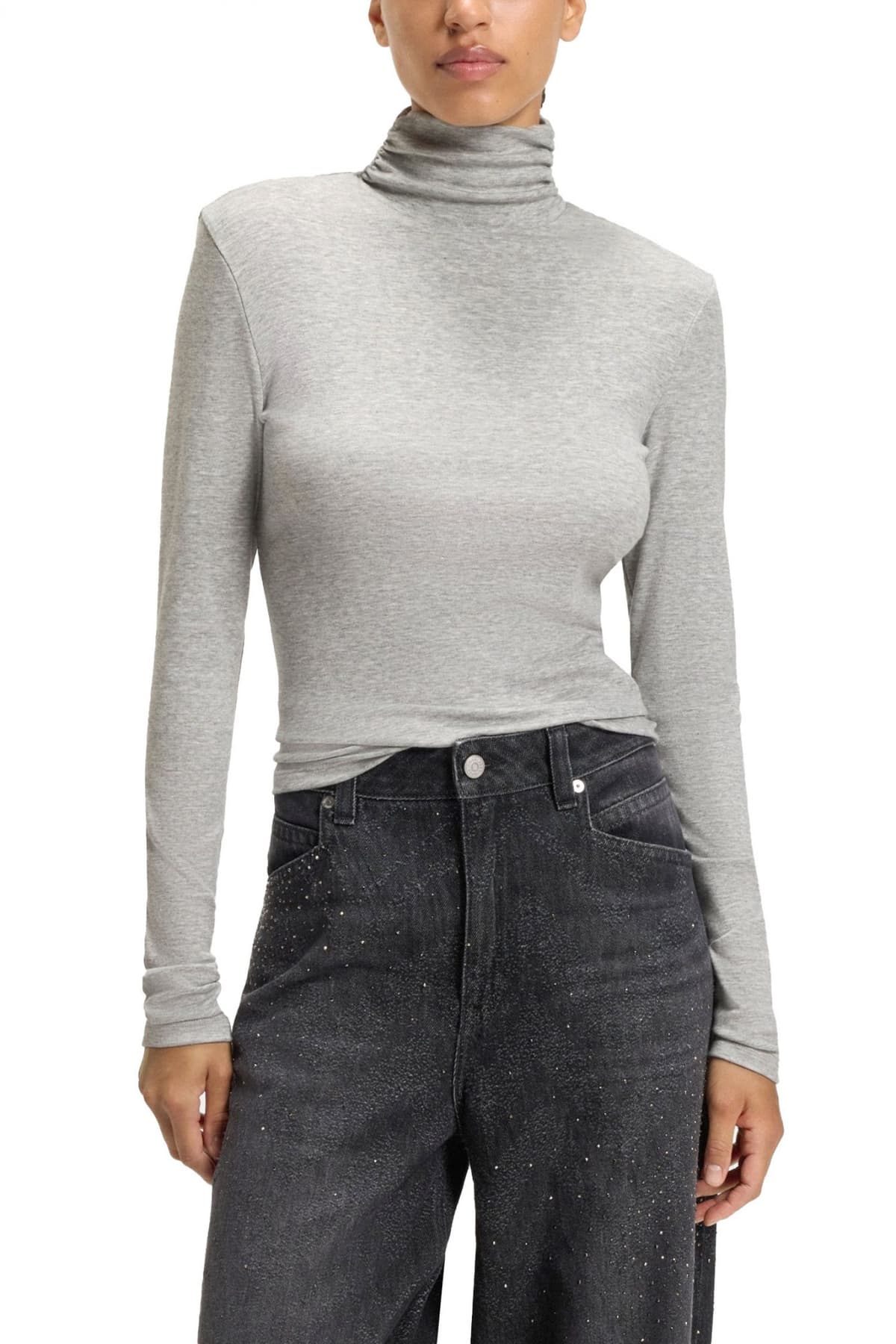 BOSS CASUAL TOP TURTLENECK C_ELIANA SLIM FIT STRETCH ΓΚΡΙ