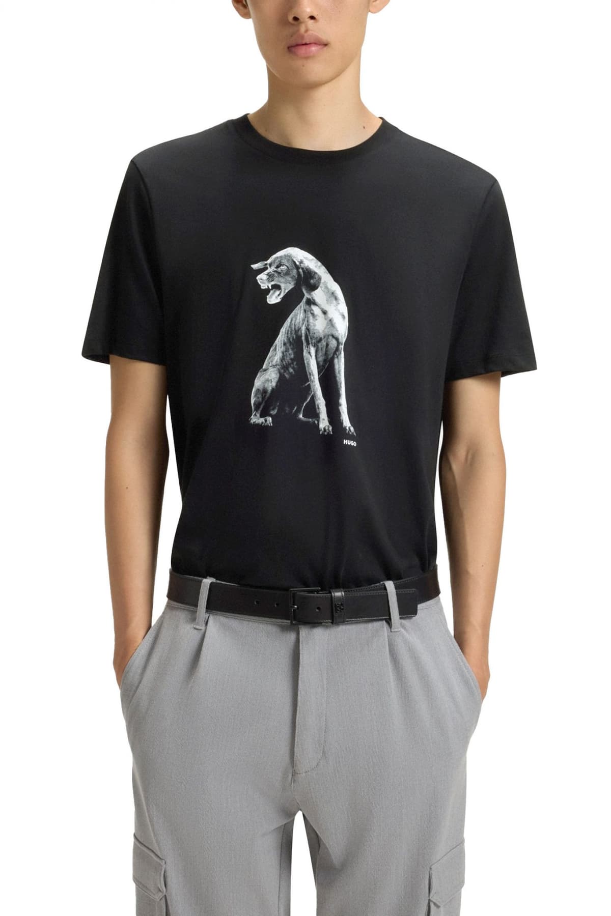 HUGO T-SHIRT DIDUG LOGO ΜΑΥΡΟ-ΛΕΥΚΟ