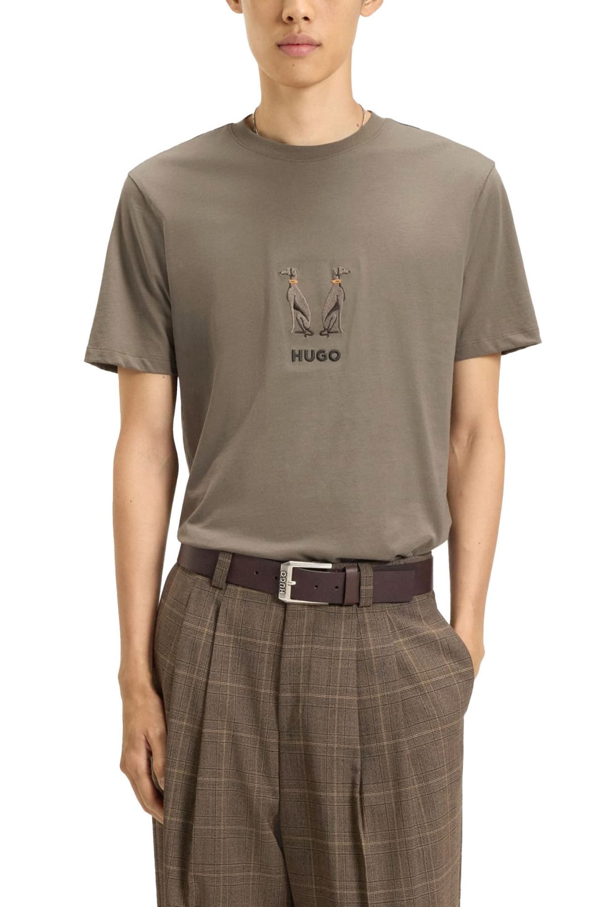 HUGO T-SHIRT DUGOLINI LOGO ΧΑΚΙ