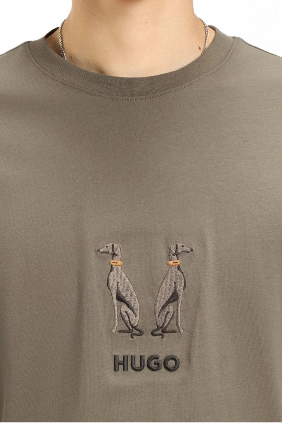 HUGO T-SHIRT DUGOLINI LOGO ΧΑΚΙ