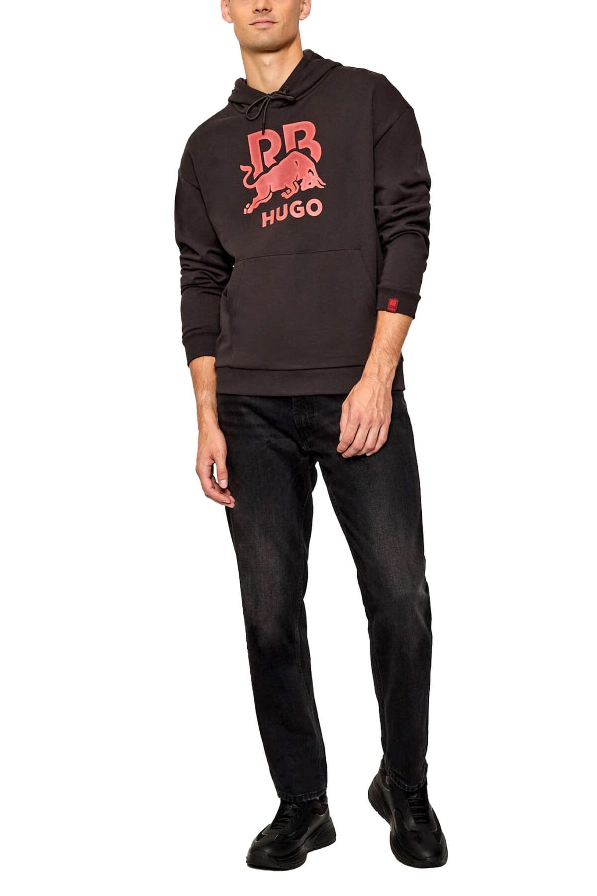 HUGO ΦΟΥΤΕΡ HOODIE DOVERLOHOOD_RB LOGO ΣΚΟΥΡΟ ΓΚΡΙ