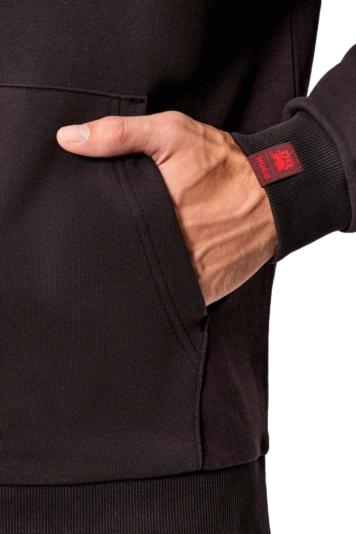 HUGO ΦΟΥΤΕΡ HOODIE DOVERLOHOOD_RB LOGO ΣΚΟΥΡΟ ΓΚΡΙ