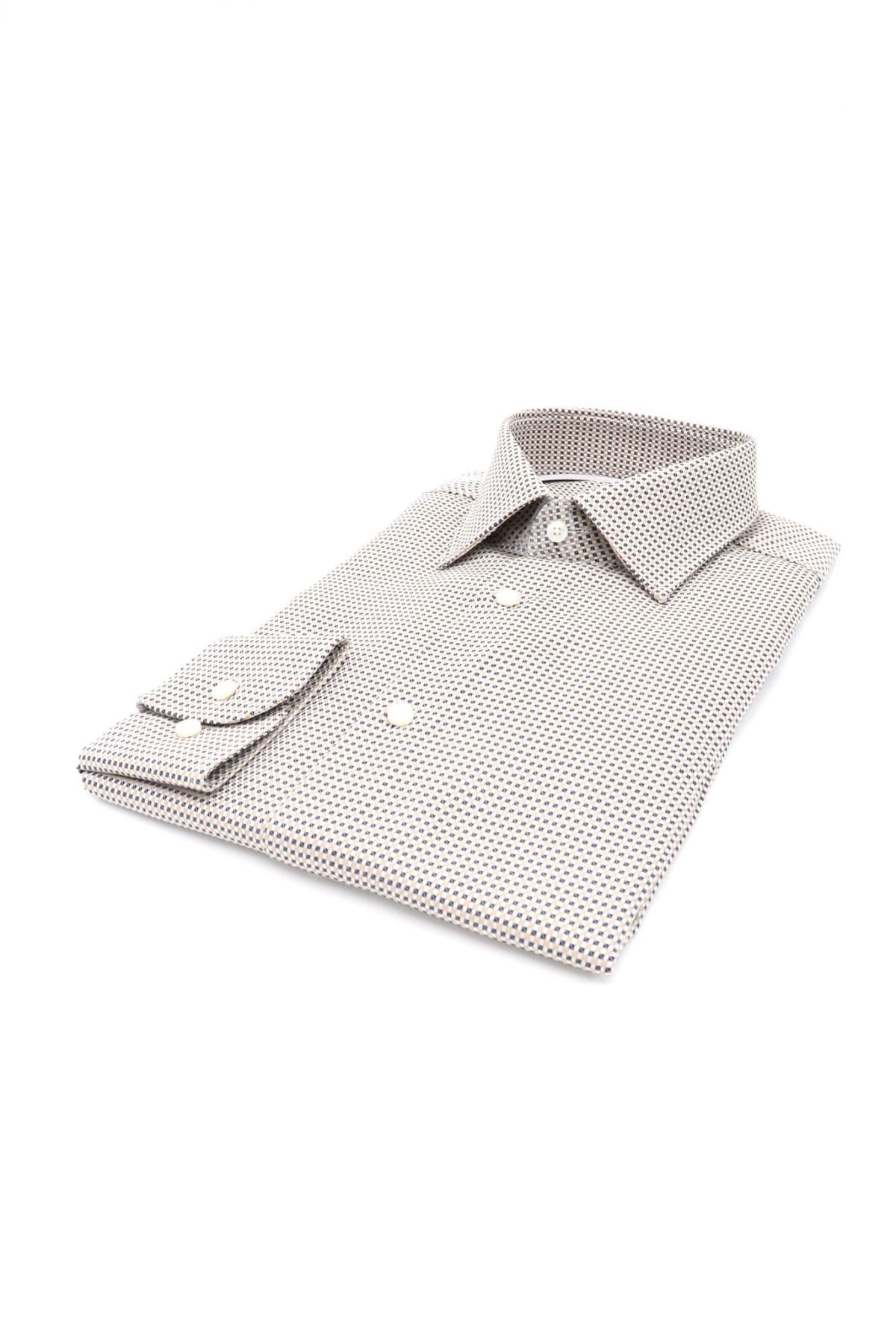 BOSS ΠΟΥΚΑΜΙΣΟ ΜΙΚΡΟΣΧΕΔΙΟ SLIM FIT H-HANK-KENT-C1-214 ΜΠΕΖ