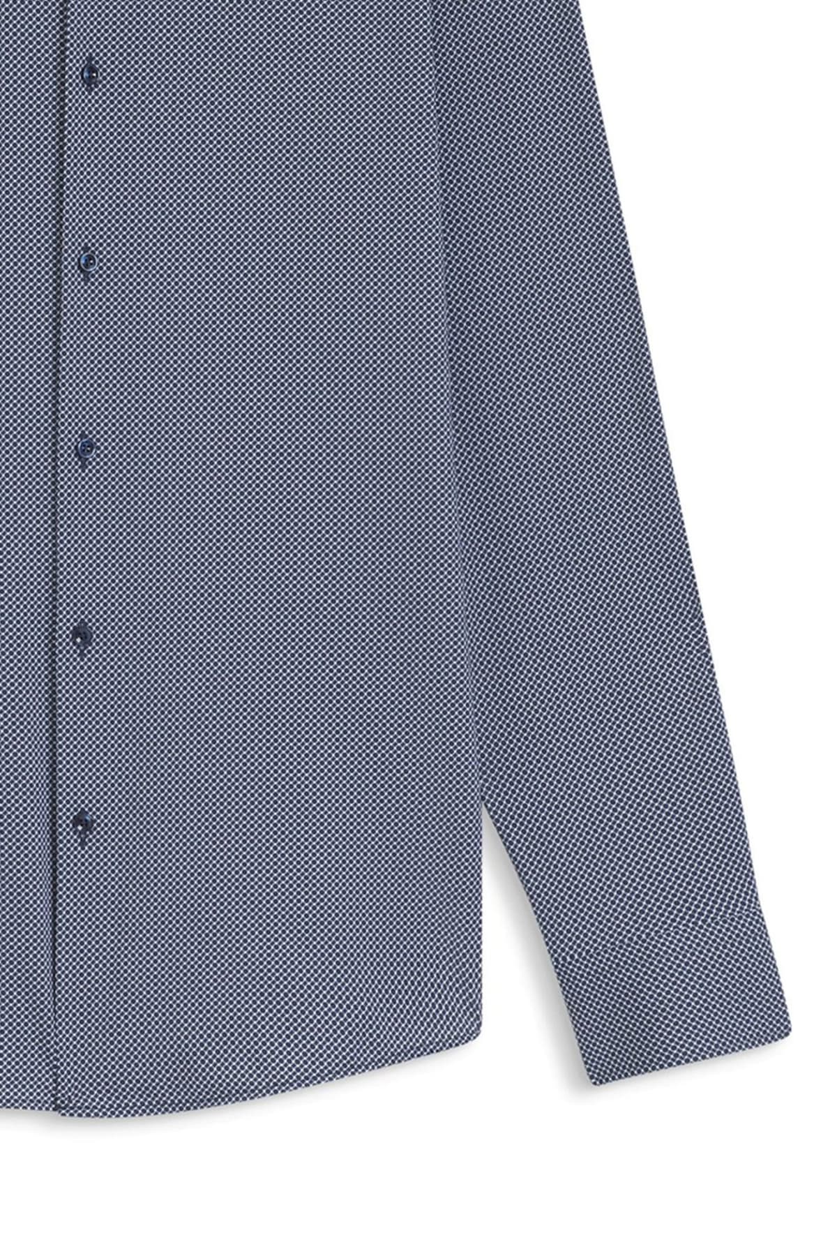 BOSS PERFORMANCE ΠΟΥΚΑΜΙΣΟ ΜΙΚΡΟΣΧΕΔΙΟ SLIM FIT P-HANK-SPREAD-C1-222 ΜΠΛΕ