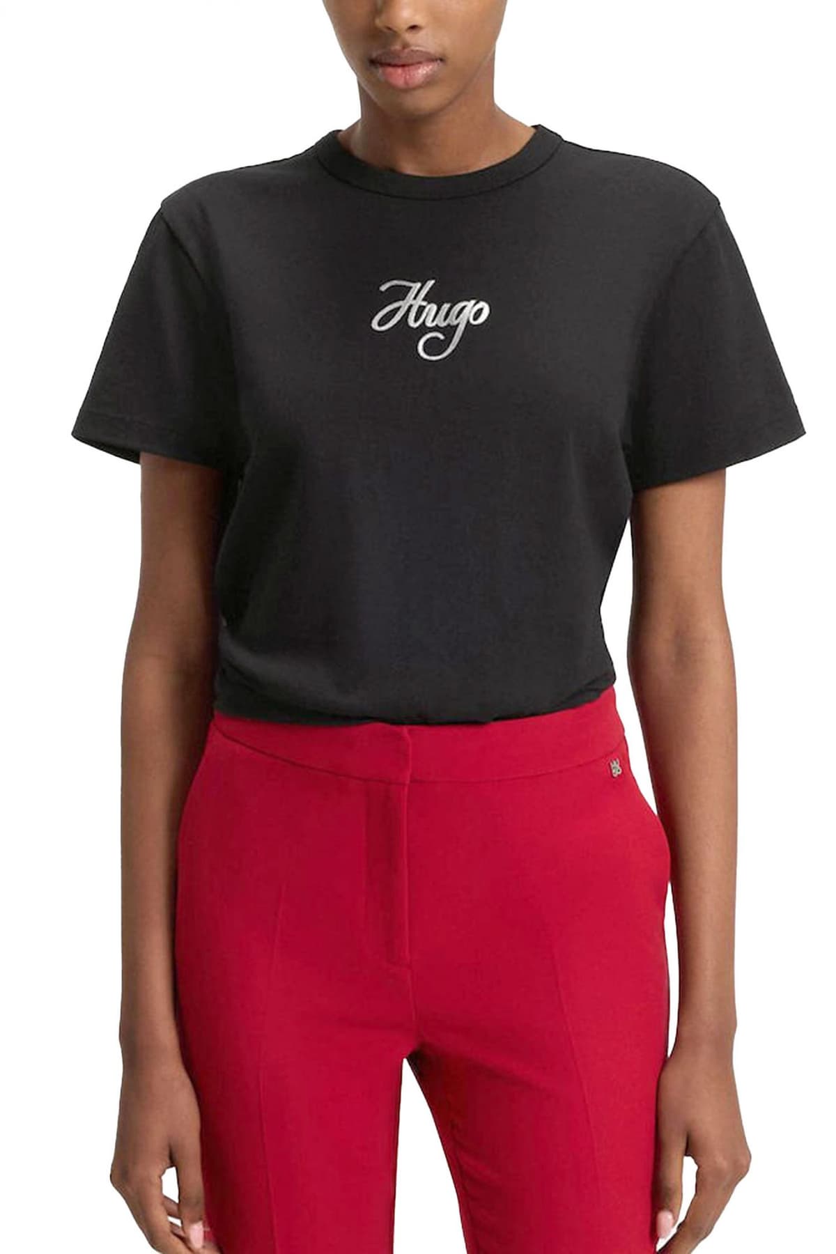 HUGO T-SHIRT DESTREL_3 LOGO ΜΑΥΡΟ