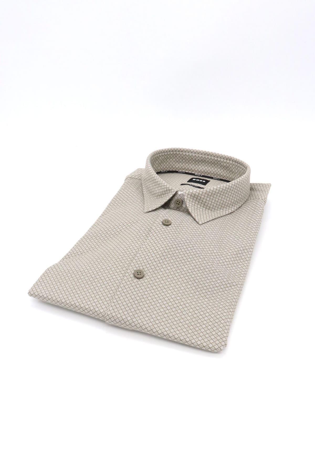 BOSS ΠΟΥΚΑΜΙΣΟ ΜΙΚΡΟΣΧΕΔΙΟ SLIM FIT P-ROAN-KENT-C1-233 ΜΠΕΖ-ΧΑΚΙ