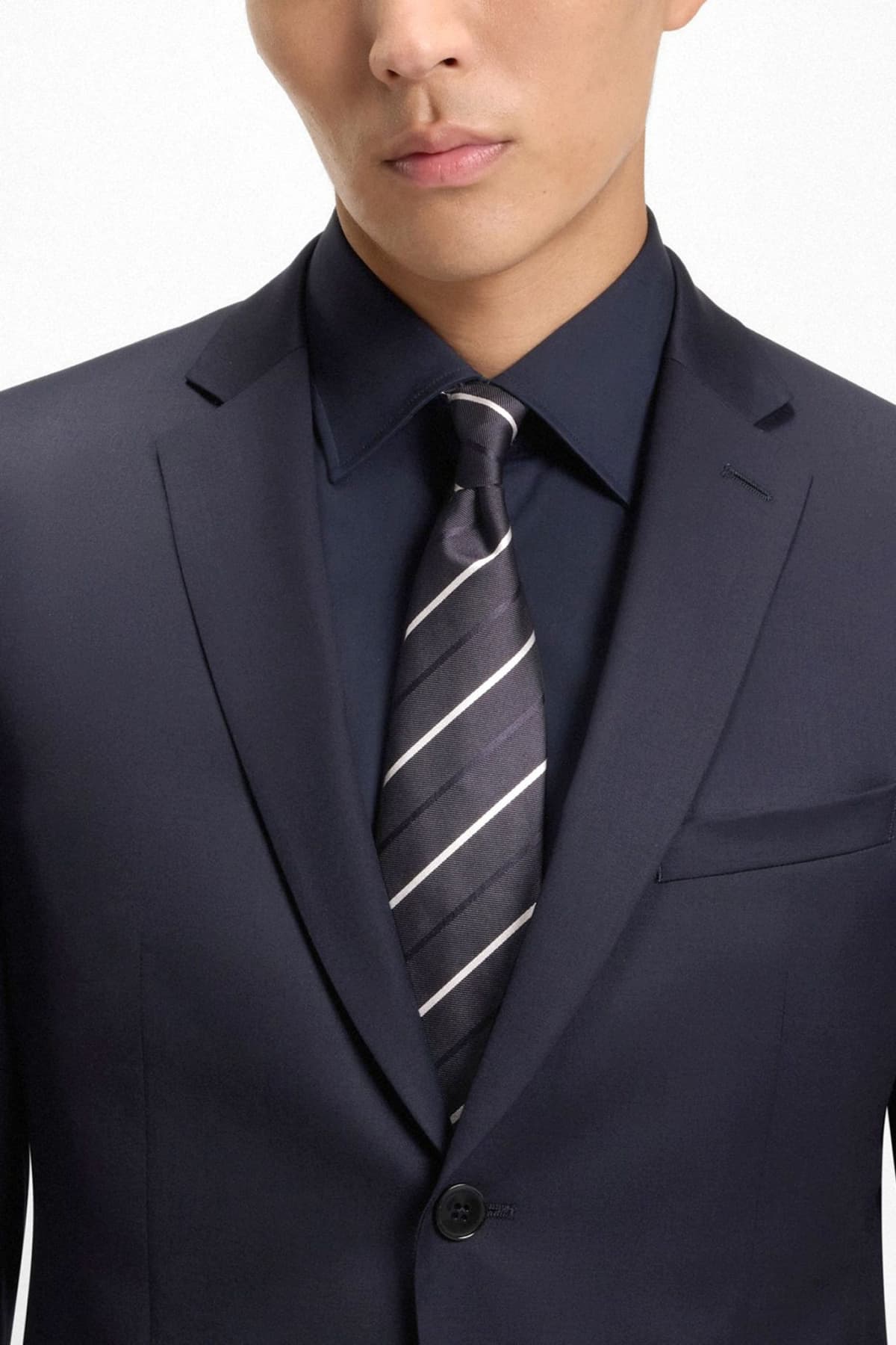 BOSS ΓΡΑΒΑΤΑ 7.5cm ΣΚΟΥΡΟ ΜΠΛΕ