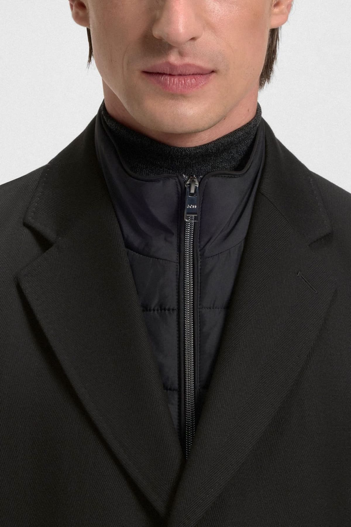 BOSS ΠΑΛΤΟ ΑΠΟΣΠΩΜΕΝΟΣ ΘΩΡΑΚΑΣ H-HYDE-J-BIB-254 ΜΑΥΡΟ