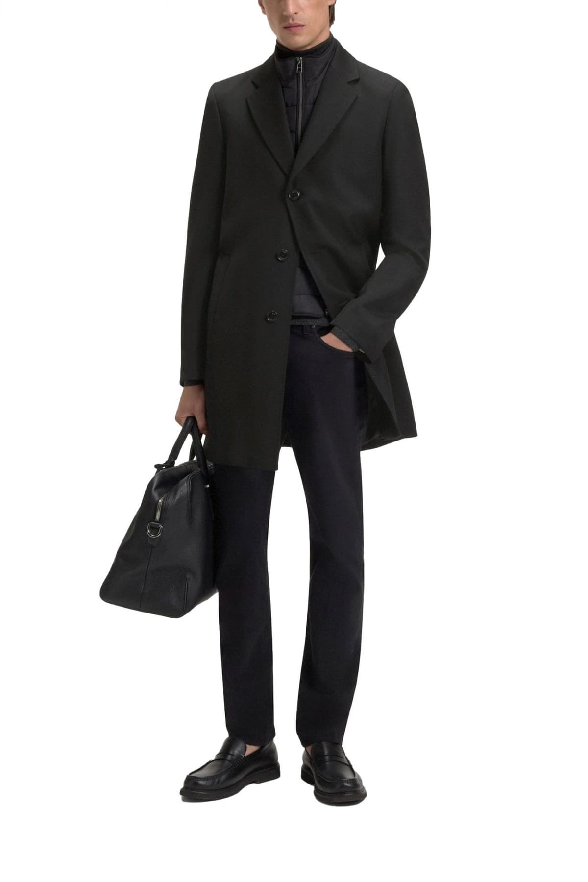 BOSS ΠΑΛΤΟ ΑΠΟΣΠΩΜΕΝΟΣ ΘΩΡΑΚΑΣ H-HYDE-J-BIB-254 ΜΑΥΡΟ