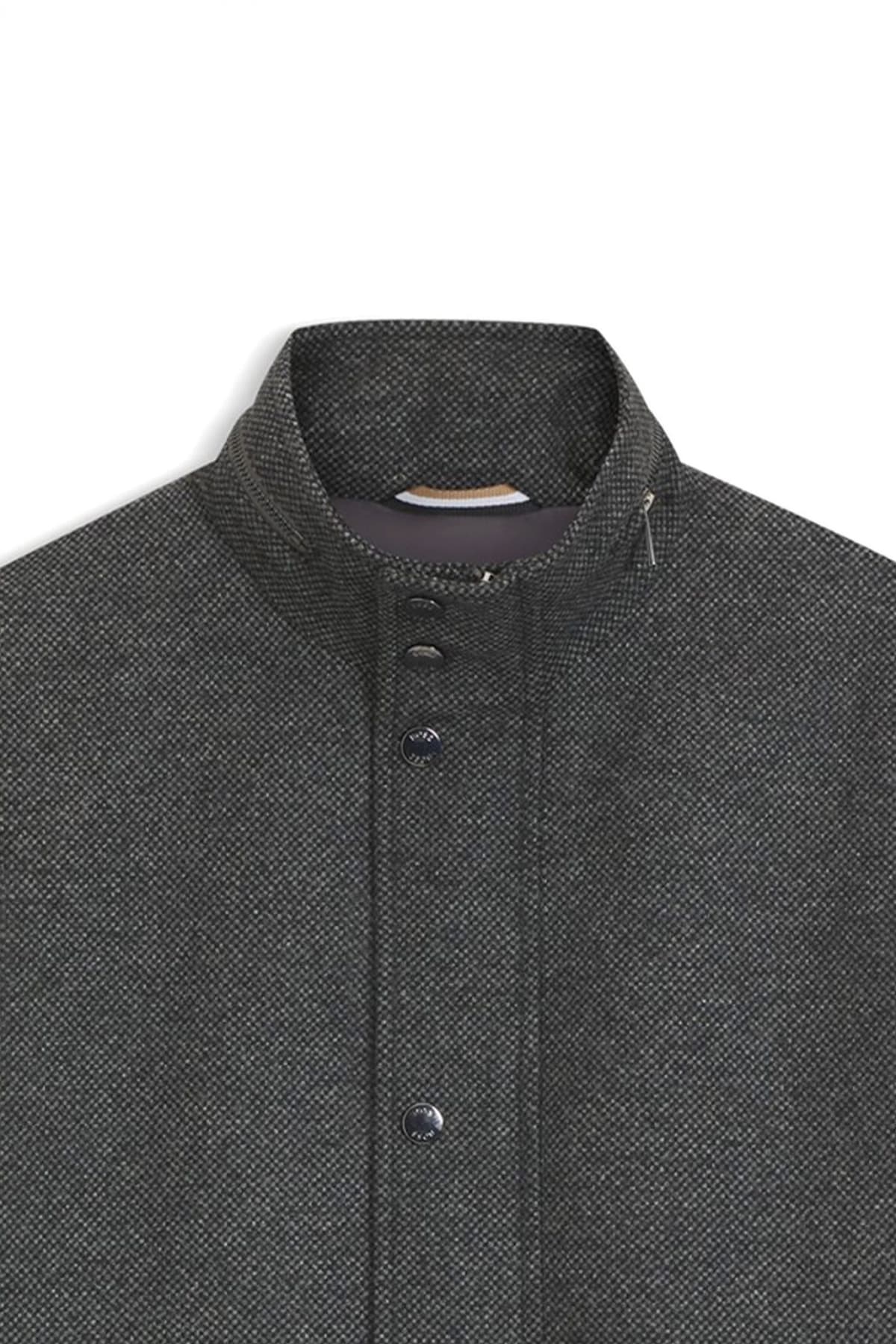 BOSS ΠΑΛΤΟ ΜΙΚΡΟΣΧΕΔΙΟ REGULAR FIT H-CAMRON-234 ΓΚΡΙ