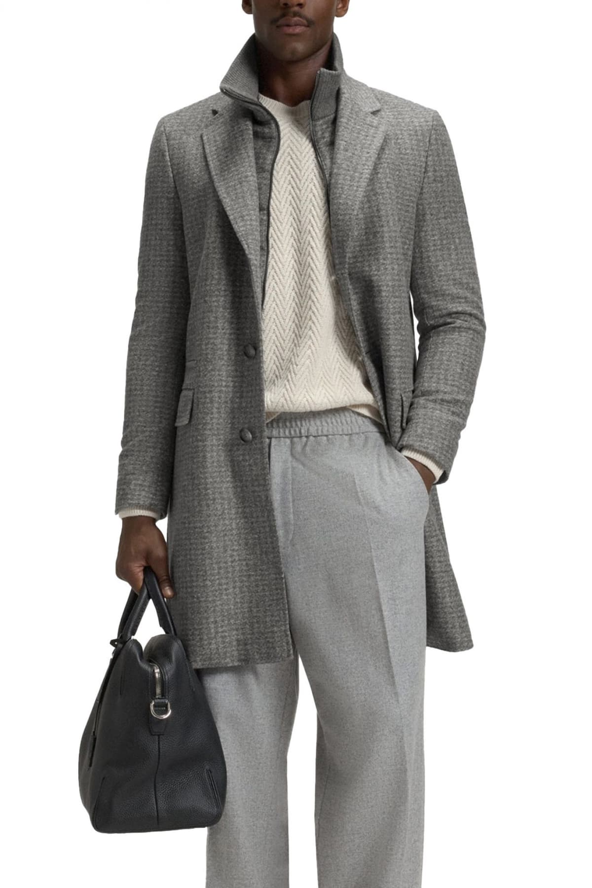 BOSS ΠΑΛΤΟ ΑΠΟΣΠΩΜΕΝΟΣ ΘΩΡΑΚΑΣ H-HYDE-J-BIB-PAD-254 ΓΚΡΙ