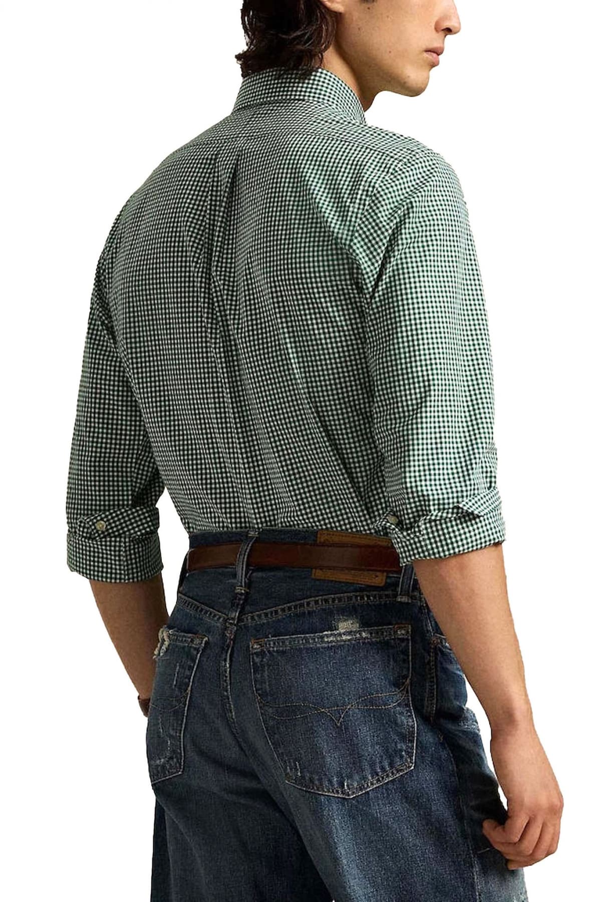 RALPH LAUREN ΠΟΥΚΑΜΙΣΟ BUTTON DOWN ΚΑΡΩ CUSTOM FIT ΠΡΑΣΙΝΟ-ΛΕΥΚΟ