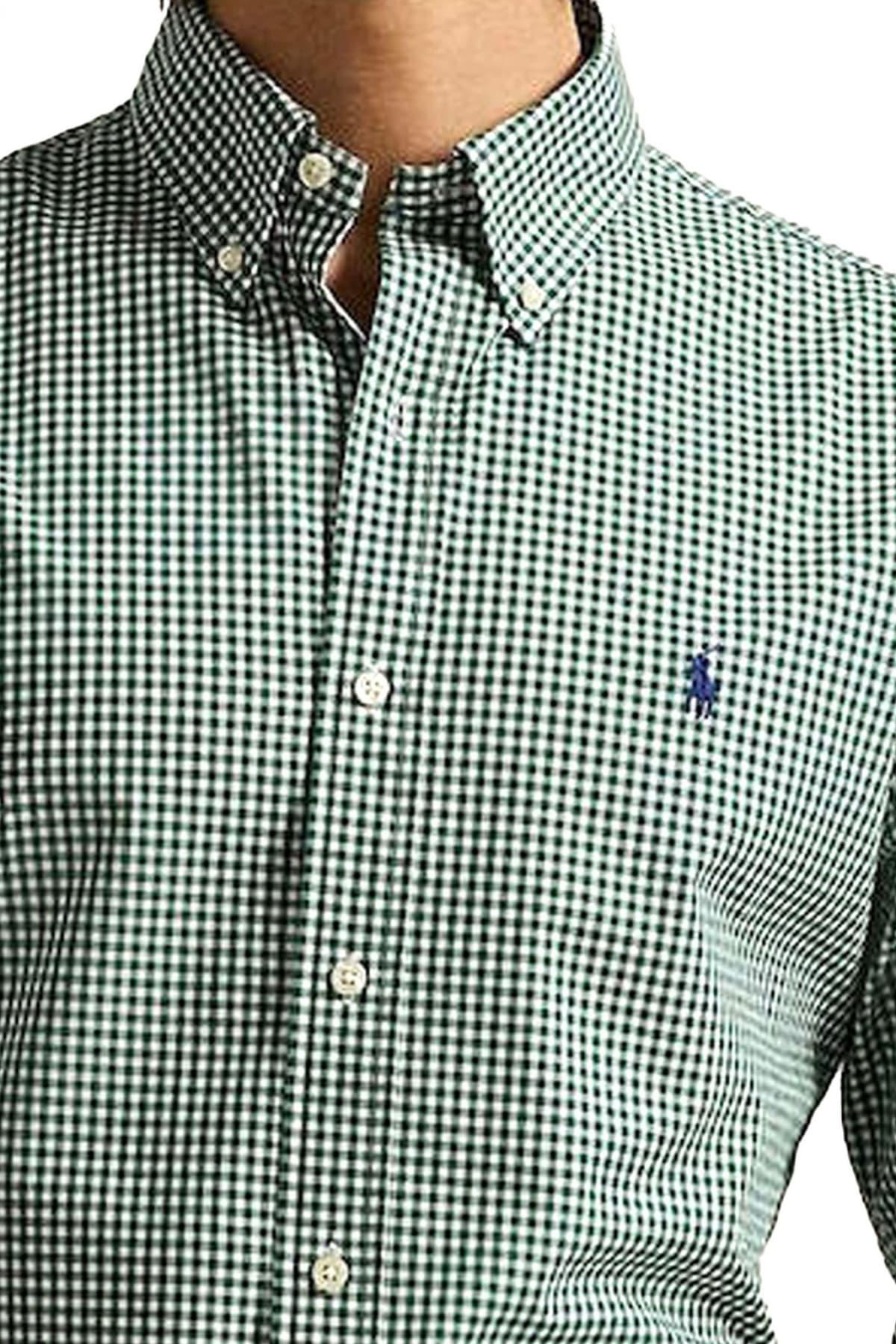 RALPH LAUREN ΠΟΥΚΑΜΙΣΟ BUTTON DOWN ΚΑΡΩ CUSTOM FIT ΠΡΑΣΙΝΟ-ΛΕΥΚΟ