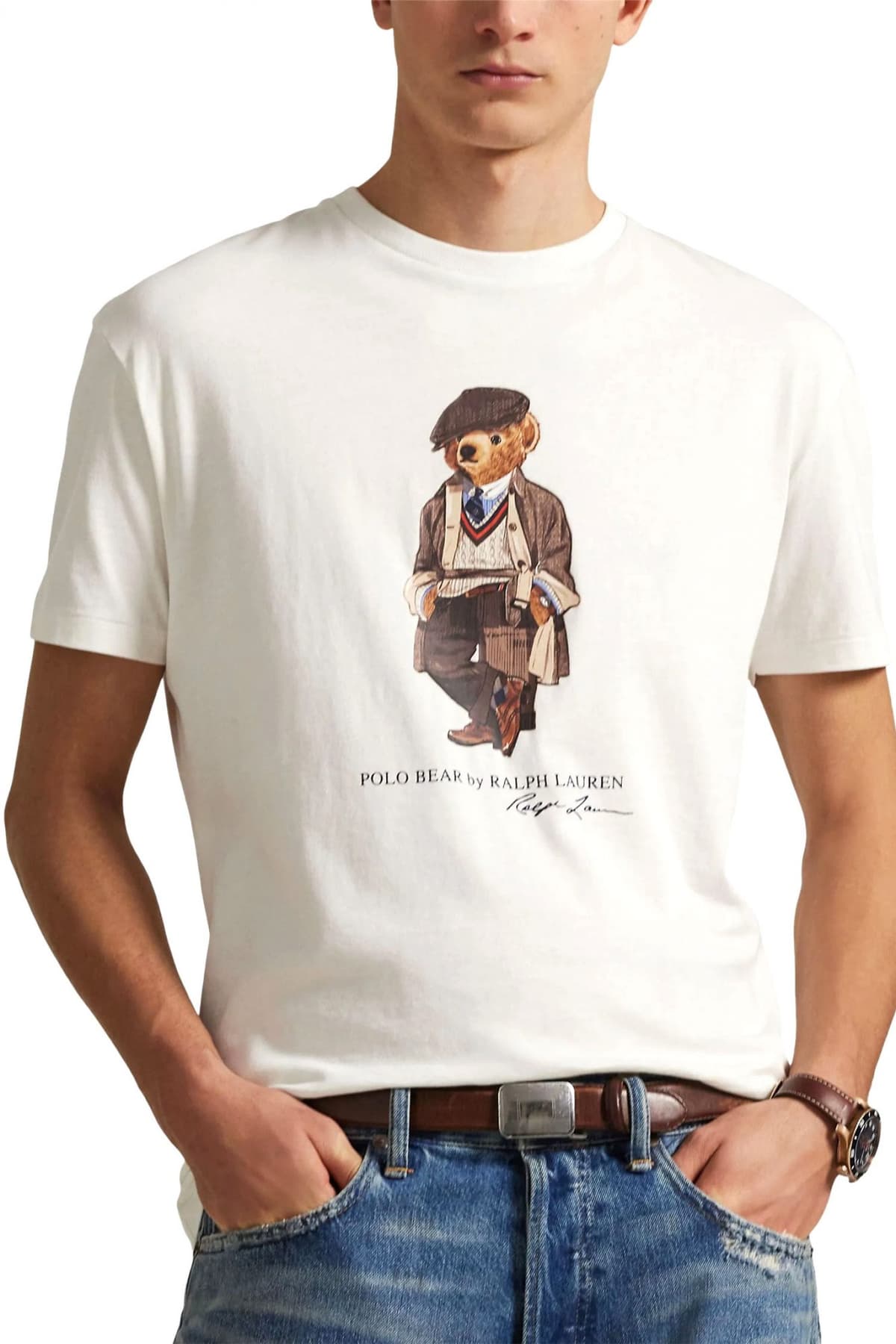 RALPH LAUREN T-SHIRT CUSTOM SLIM FIT BEAR ΛΕΥΚΟ