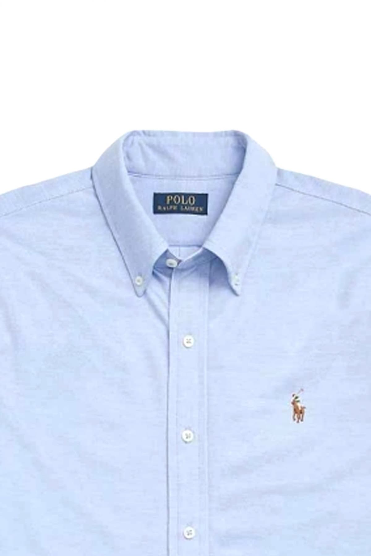 RALPH LAUREN ΠΟΥΚΑΜΙΣΟ BUTTON DOWN CUSTOM FIT LOGO ΣΙΕΛ