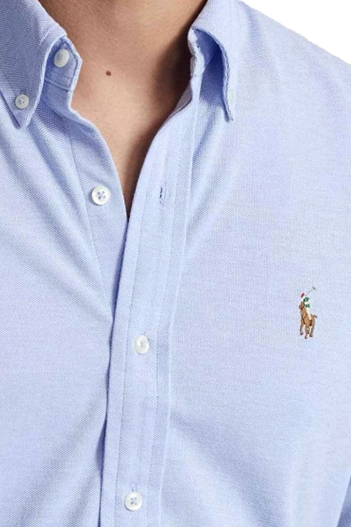 RALPH LAUREN ΠΟΥΚΑΜΙΣΟ BUTTON DOWN CUSTOM FIT LOGO ΣΙΕΛ