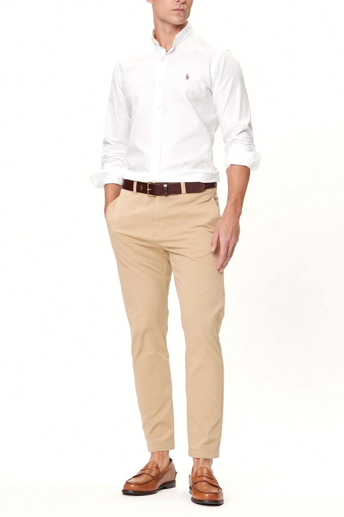 RALPH LAUREN ΠΟΥΚΑΜΙΣΟ BUTTON DOWN CUSTOM FIT LOGO ΛΕΥΚΟ