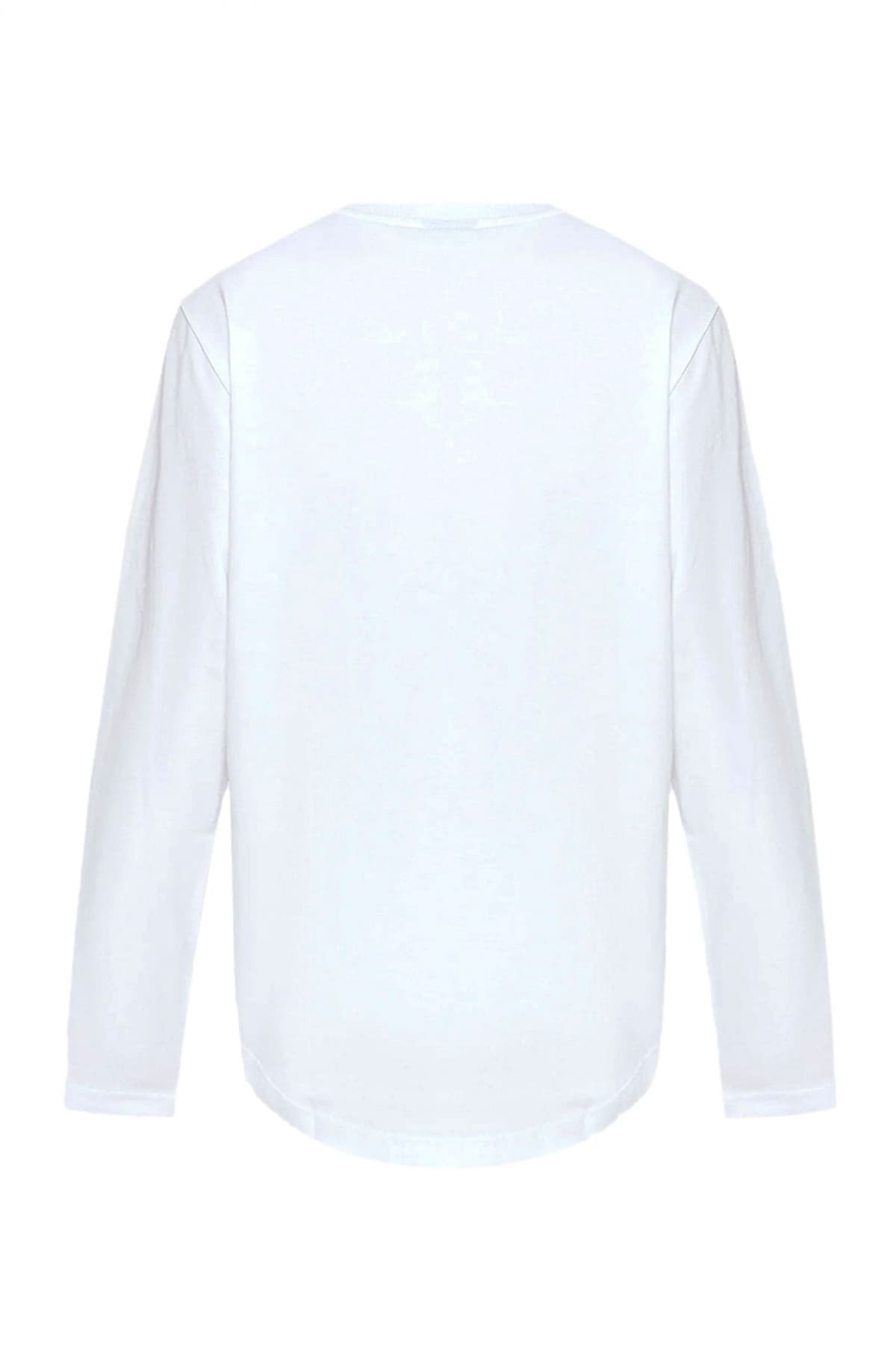 KARL LAGERFELD JEANS T-SHIRT LOGO REG LS CURVED HEM TEE ΛΕΥΚΟ