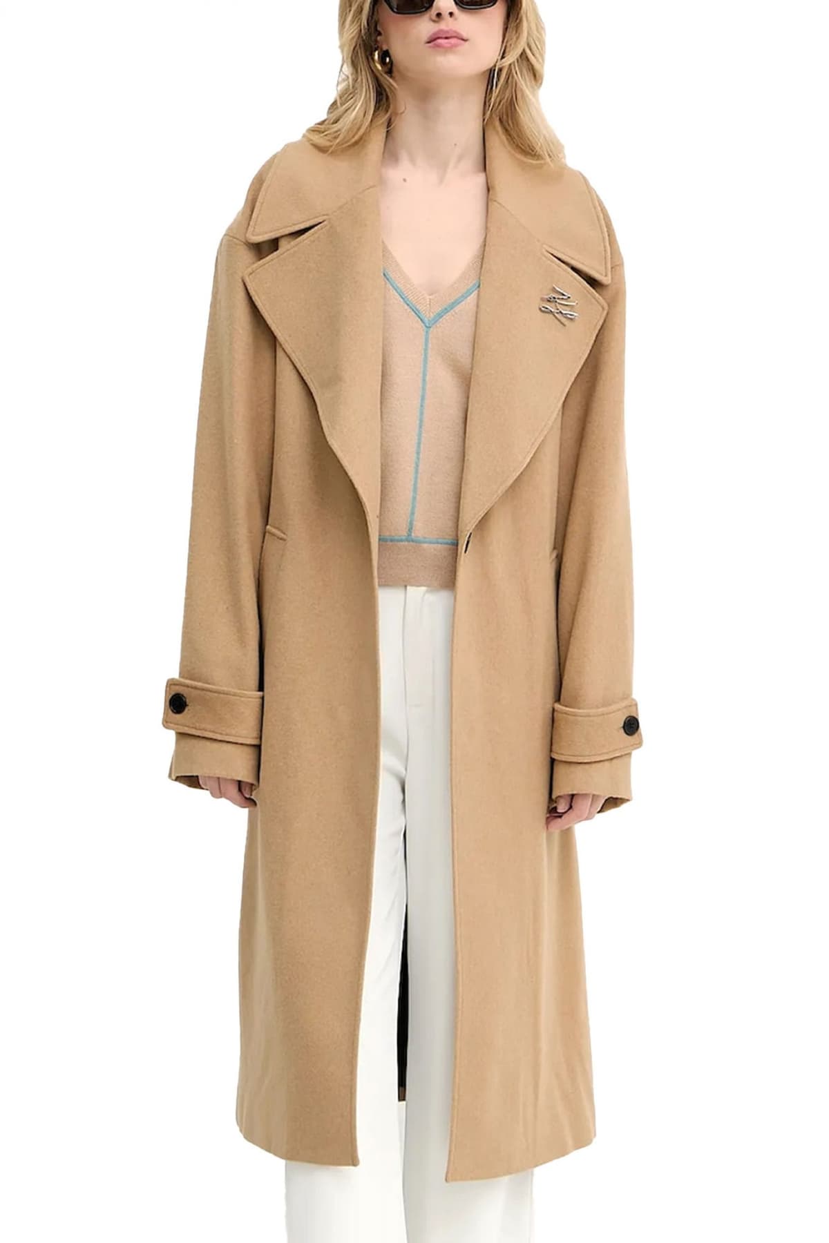 KARL LAGERFELD ΠΑΛΤΟ ΑΠΟΣΠΩΜΕΝΗ ΖΩΝΗ ΑΠΟΣΠΩΜΕΝΗ ΚΑΡΦΙΤΣΑ ΚΑΜΗΛΟ