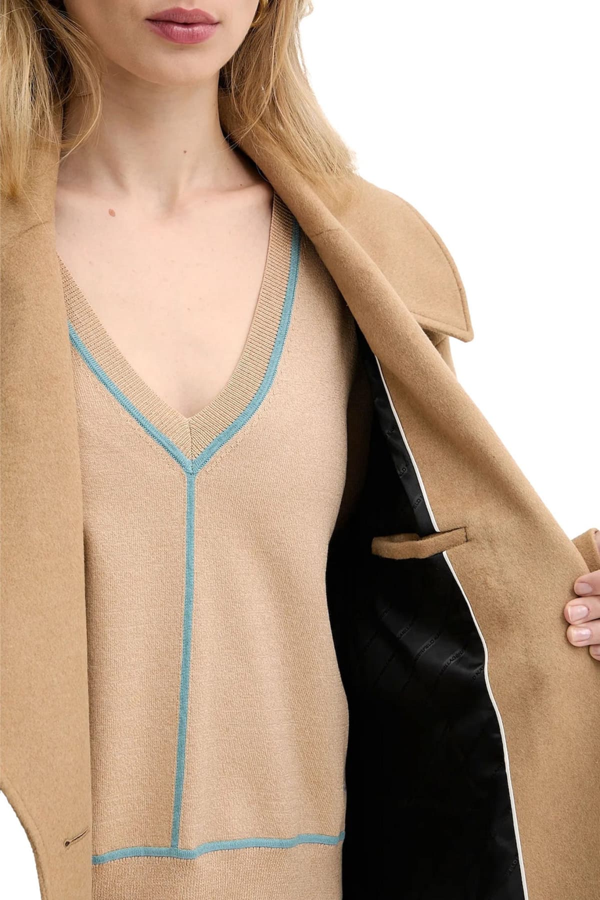 KARL LAGERFELD ΠΑΛΤΟ ΑΠΟΣΠΩΜΕΝΗ ΖΩΝΗ ΑΠΟΣΠΩΜΕΝΗ ΚΑΡΦΙΤΣΑ ΚΑΜΗΛΟ