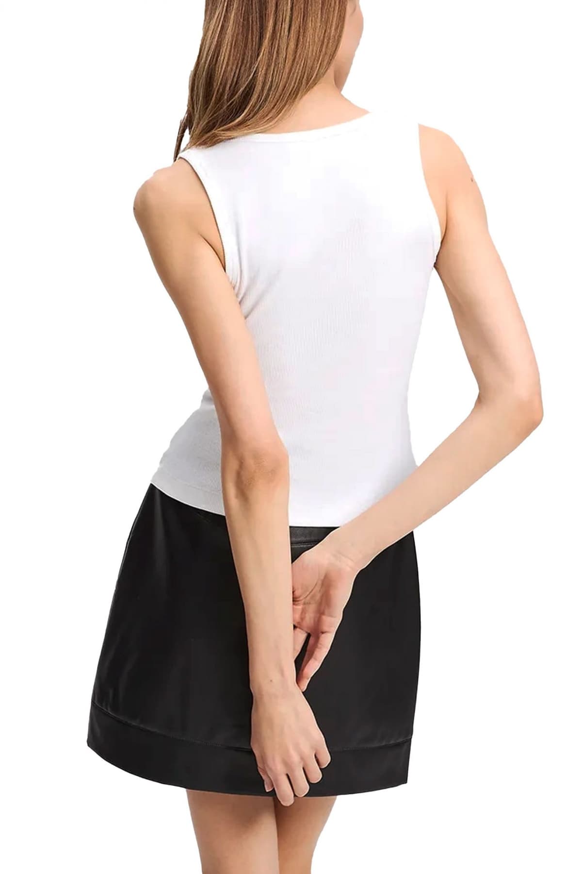 KARL LAGERFELD TANK TOP V-NECK SLIM FIT RIBBED LOGO ΛΕΥΚΟ