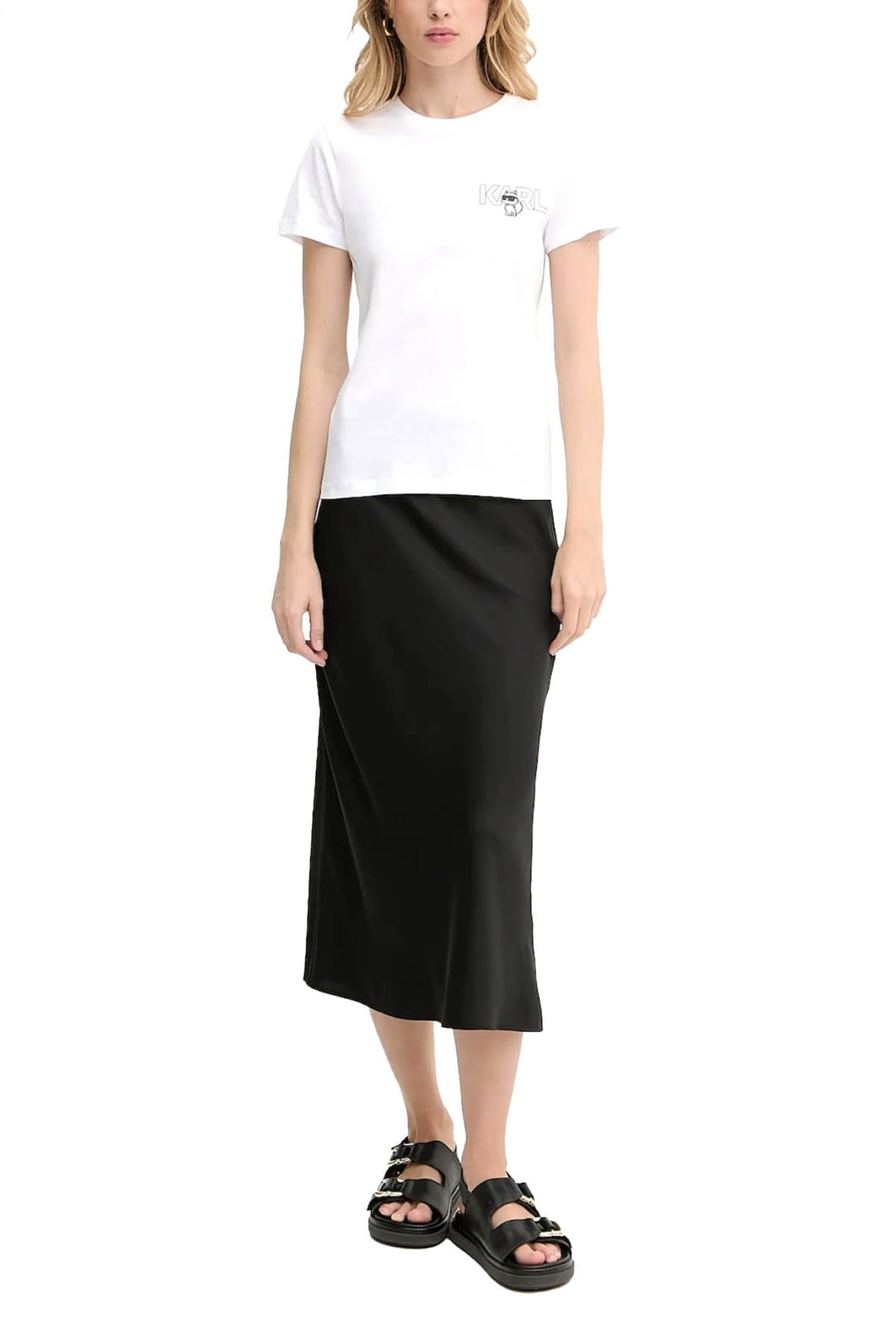 KARL LAGERFELD T-SHIRT CREW NECK IKON SEASONAL LOGO ΛΕΥΚΟ