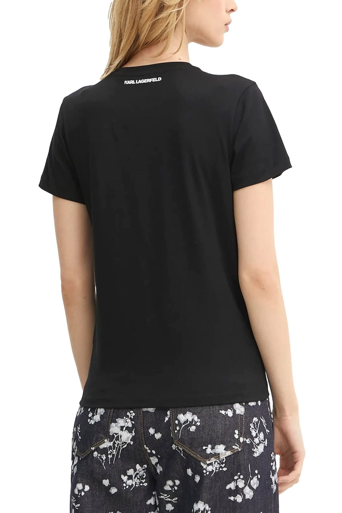 KARL LAGERFELD T-SHIRT CREW NECK IKON SEASONAL SLIM FIT LOGO ΜΑΥΡΟ