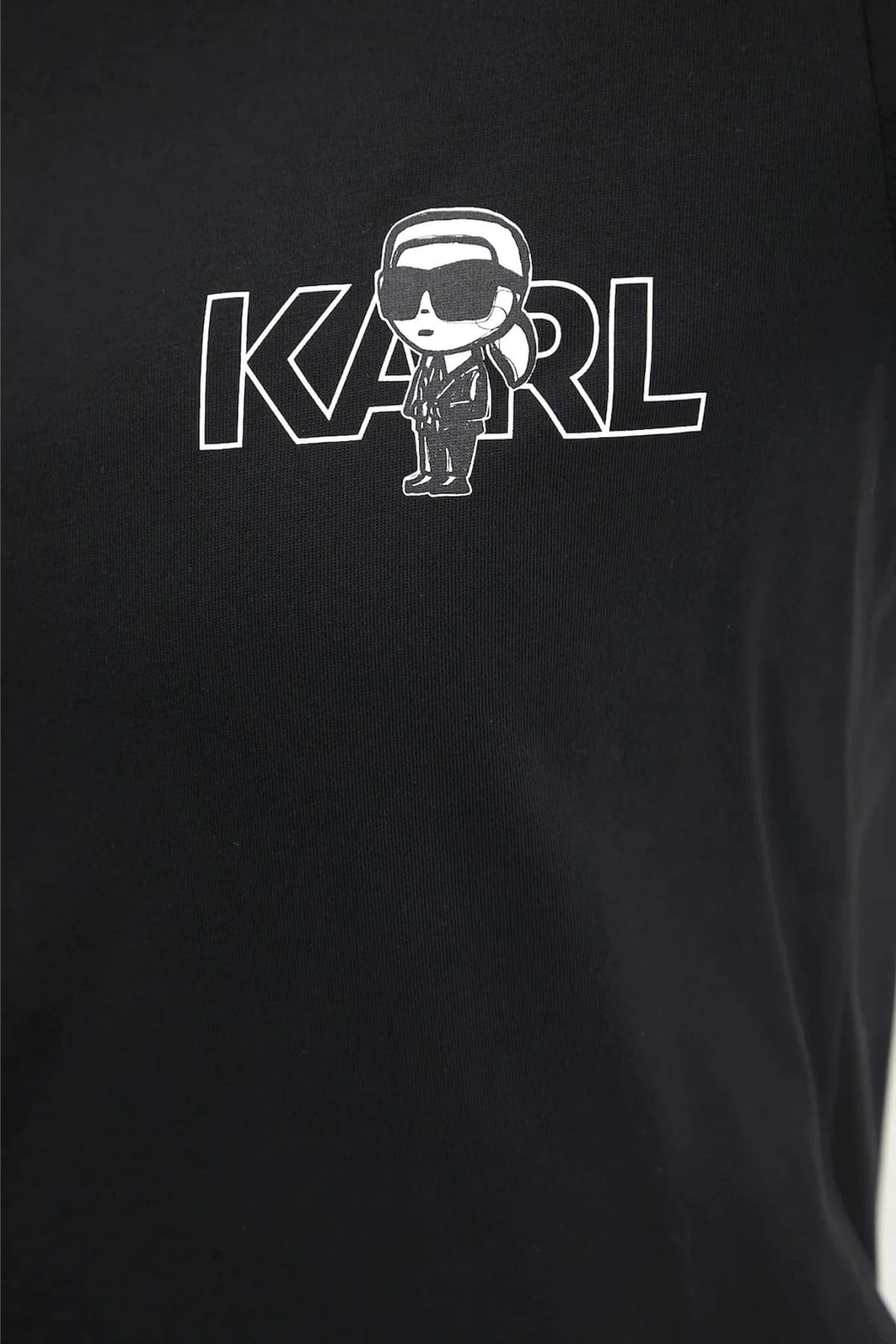 KARL LAGERFELD T-SHIRT CREW NECK IKON SEASONAL SLIM FIT LOGO ΜΑΥΡΟ