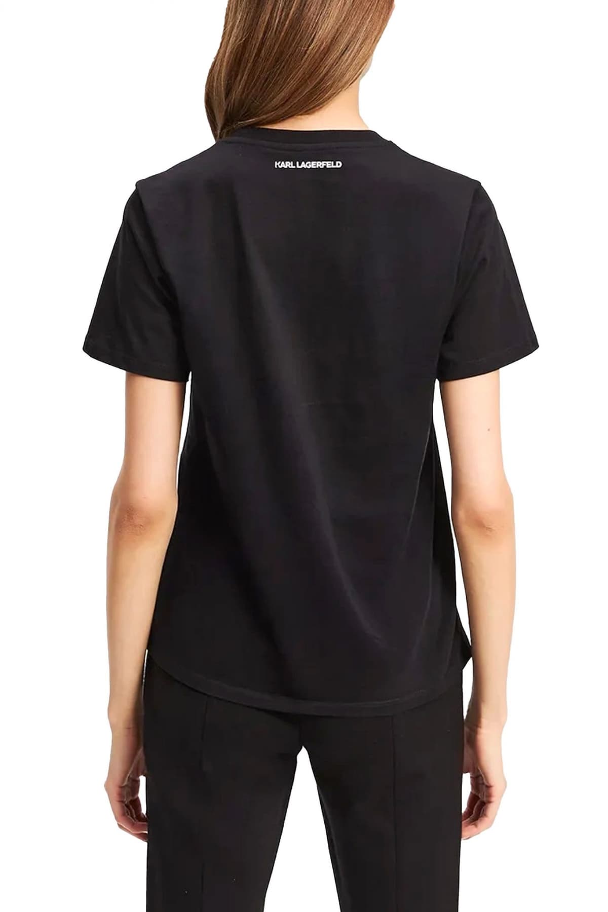 KARL LAGERFELD T-SHIRT CREW NECK REGULAR FIT LOGO ΜΑΥΡΟ