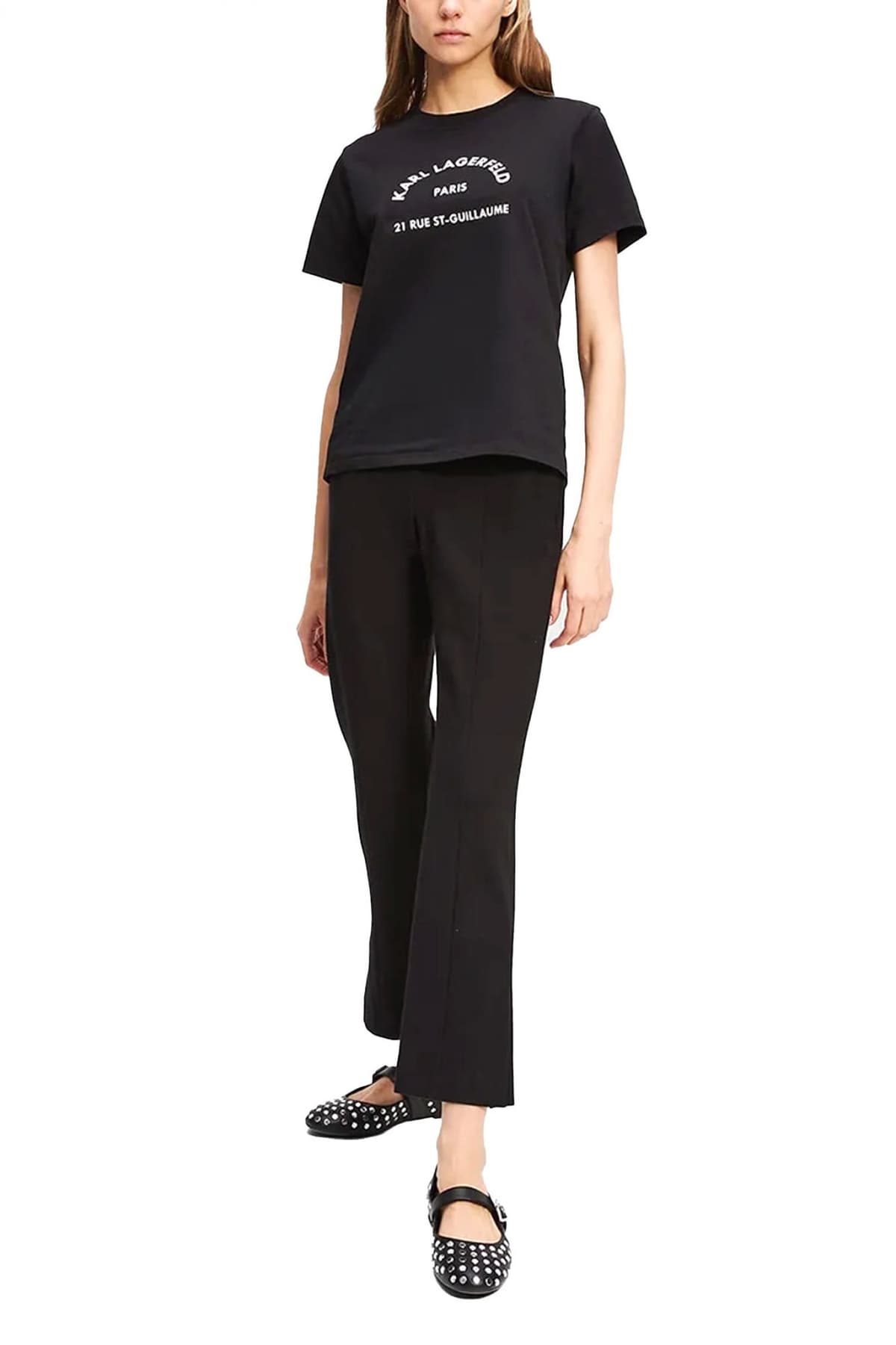 KARL LAGERFELD T-SHIRT CREW NECK REGULAR FIT LOGO ΜΑΥΡΟ