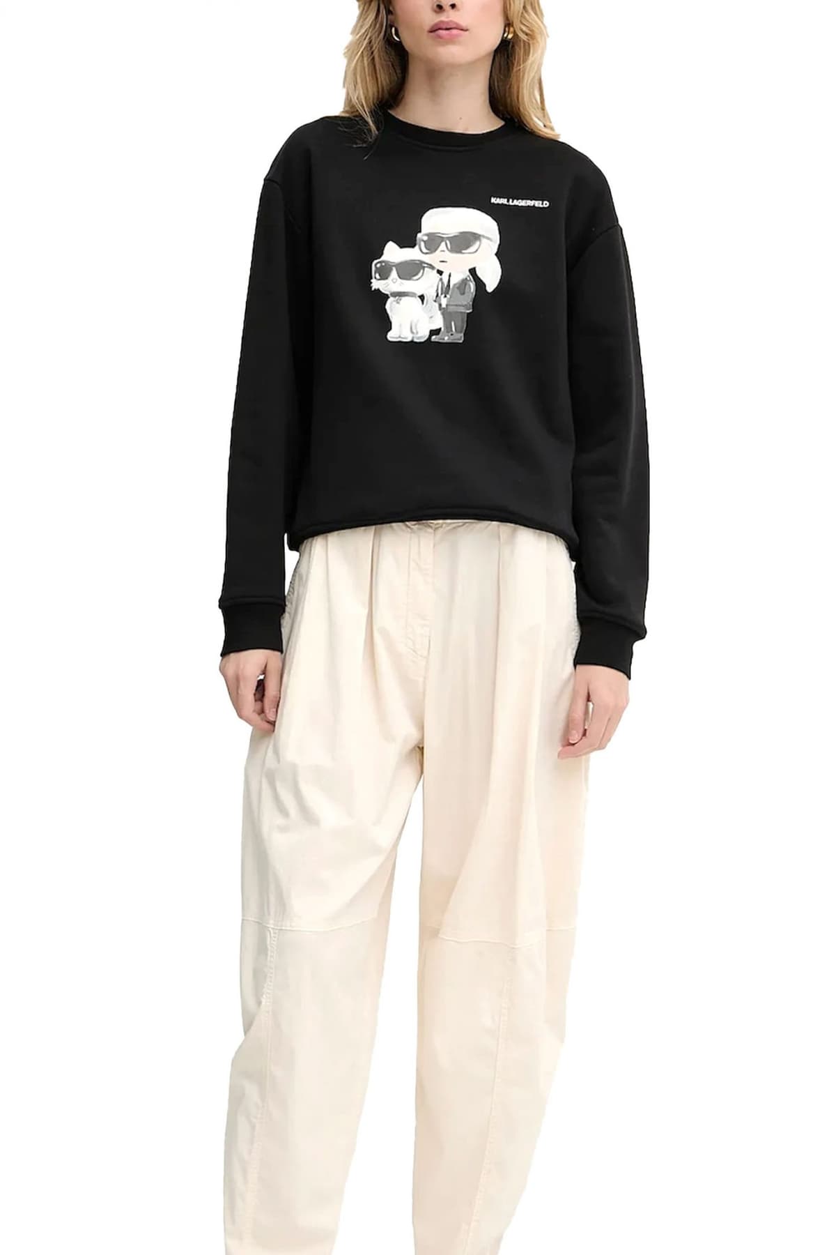 KARL LAGERFELD ΦΟΥΤΕΡ OVERSIZED FIT IKON DUO AQUARELLE SWEATSHIRT ΜΑΥΡΟ