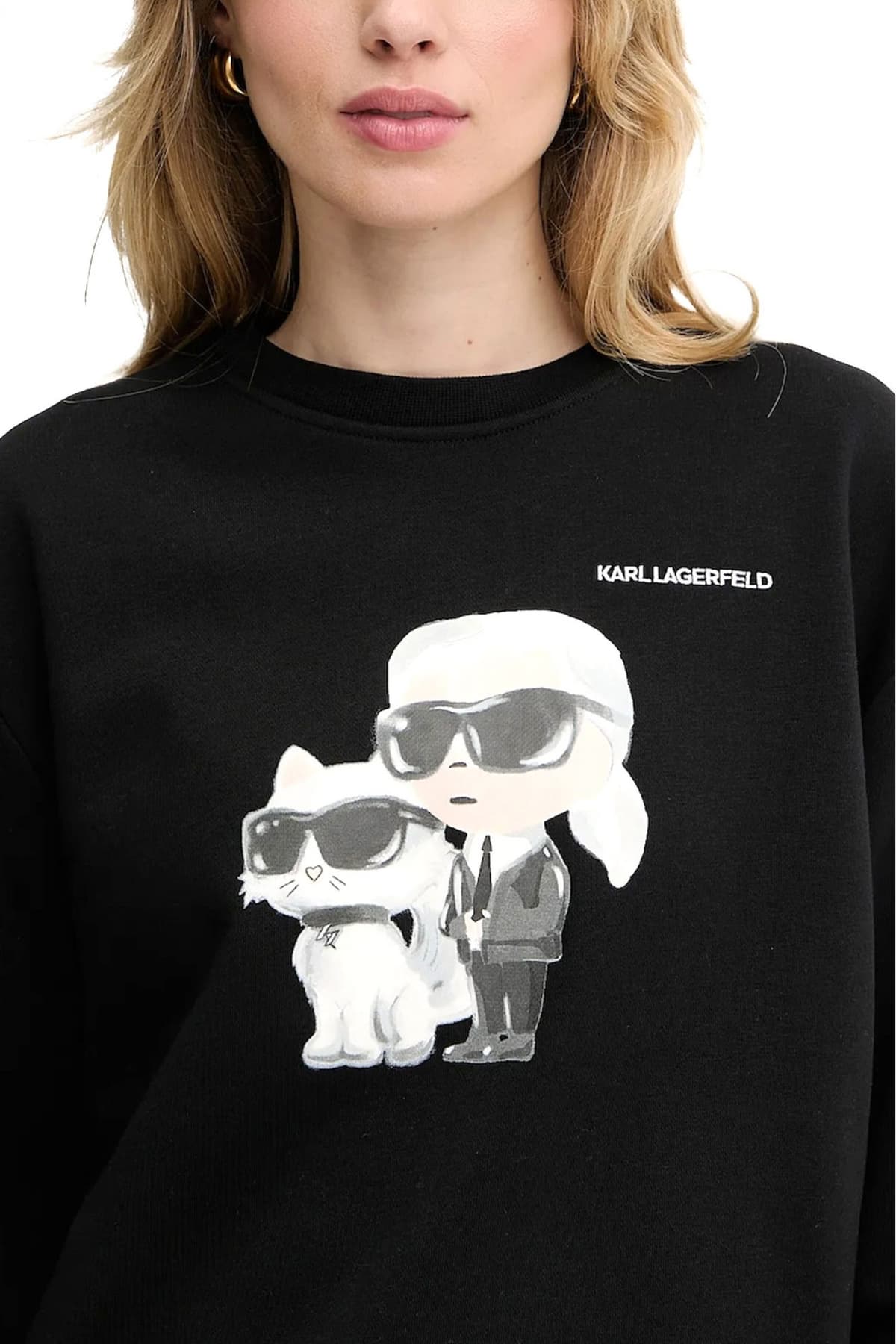 KARL LAGERFELD ΦΟΥΤΕΡ OVERSIZED FIT IKON DUO AQUARELLE SWEATSHIRT ΜΑΥΡΟ