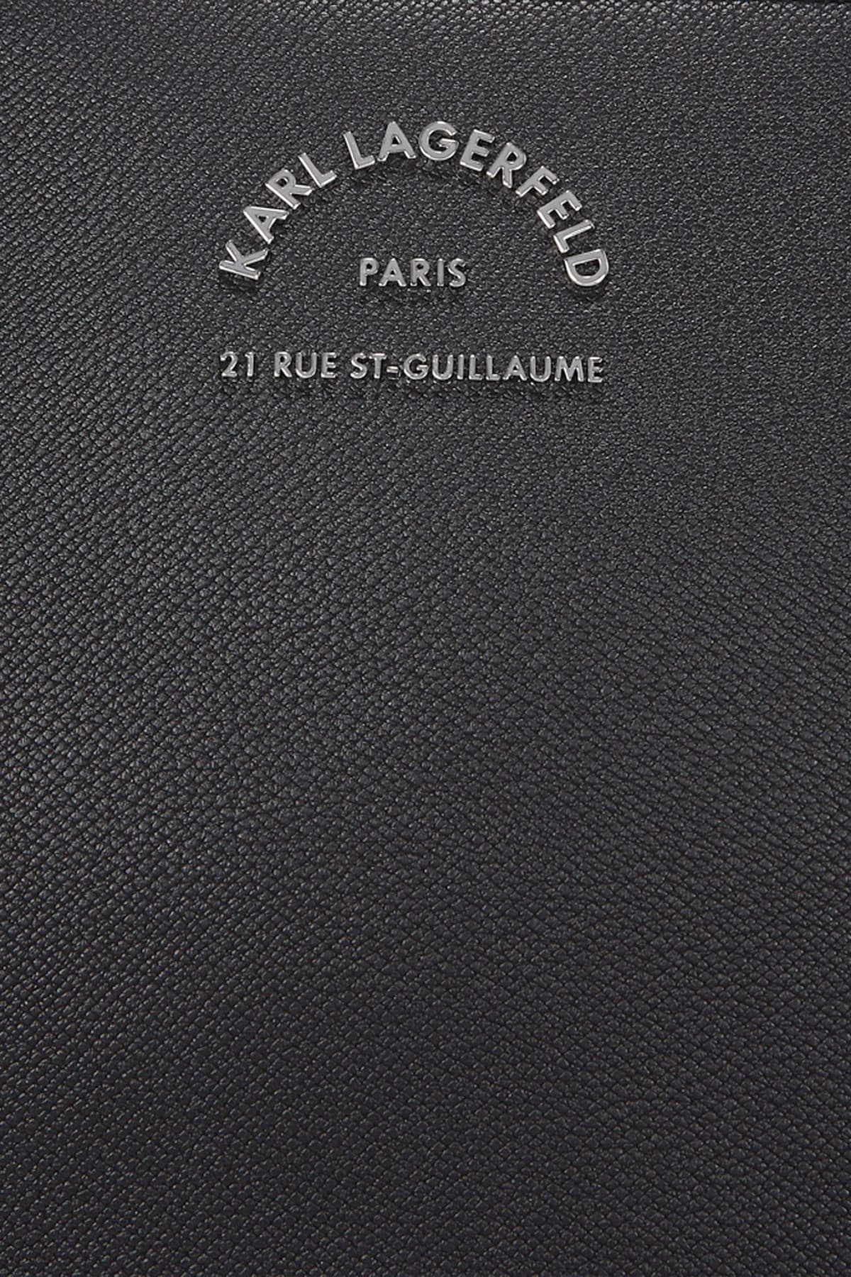 KARL LAGERFELD ΤΣΑΝΤΑ ΩΜΟΥ K/RSG METAL TOTE LOGO ΜΕΤΑΛΛΙΚΟ ΜΑΥΡΟ