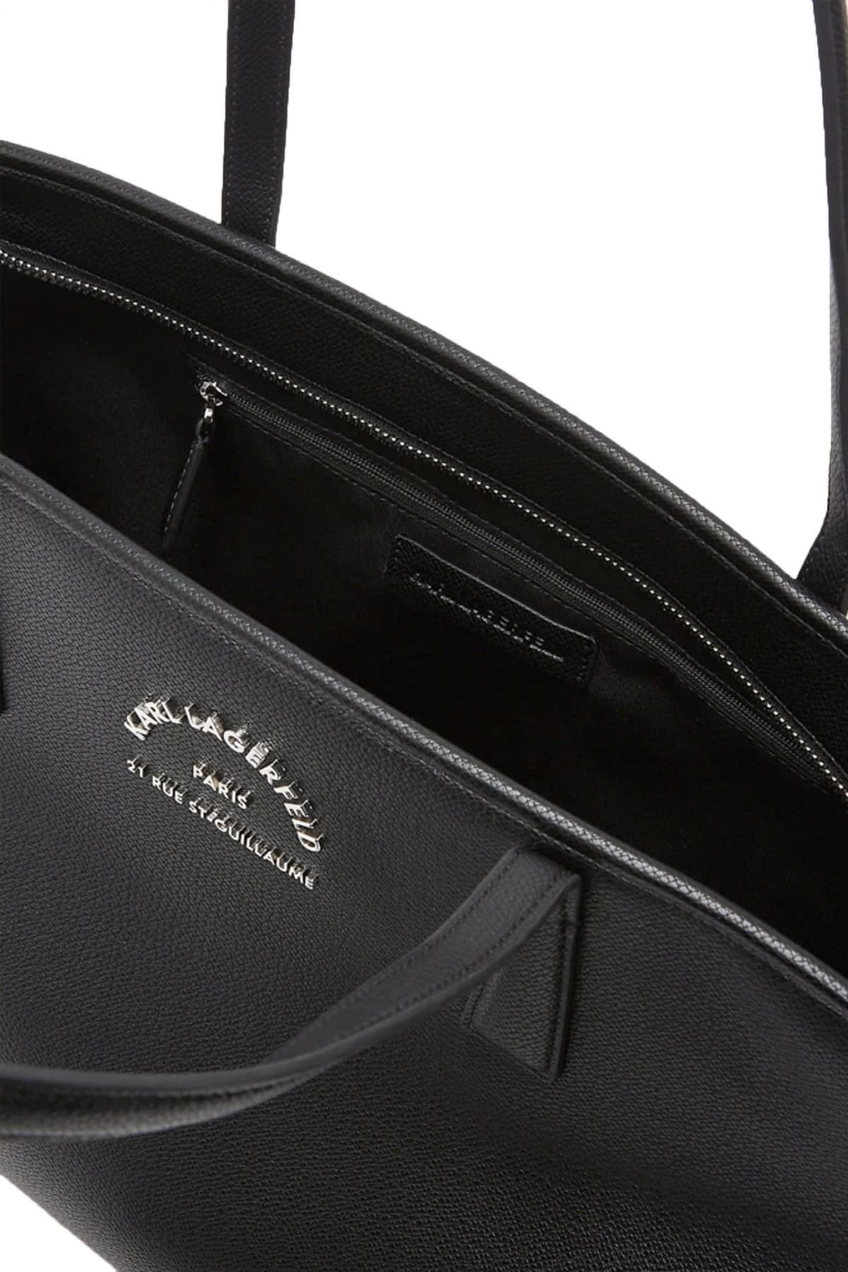 KARL LAGERFELD ΤΣΑΝΤΑ ΩΜΟΥ K/RSG METAL TOTE LOGO ΜΕΤΑΛΛΙΚΟ ΜΑΥΡΟ