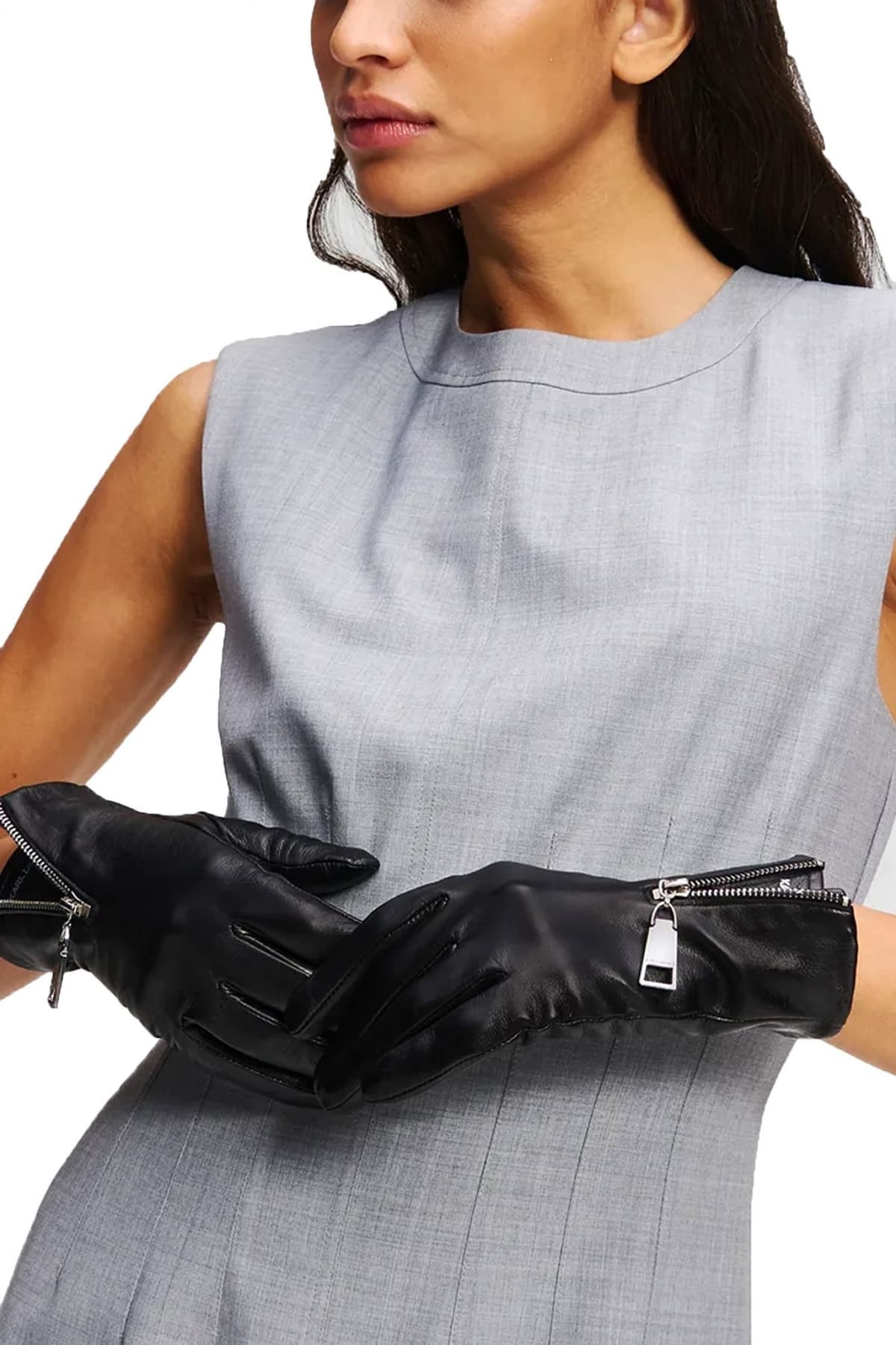 KARL LAGERFELD ΓΑΝΤΙΑ ESSENTIAL ZIPPER FF GLOVE ΜΑΥΡΟ