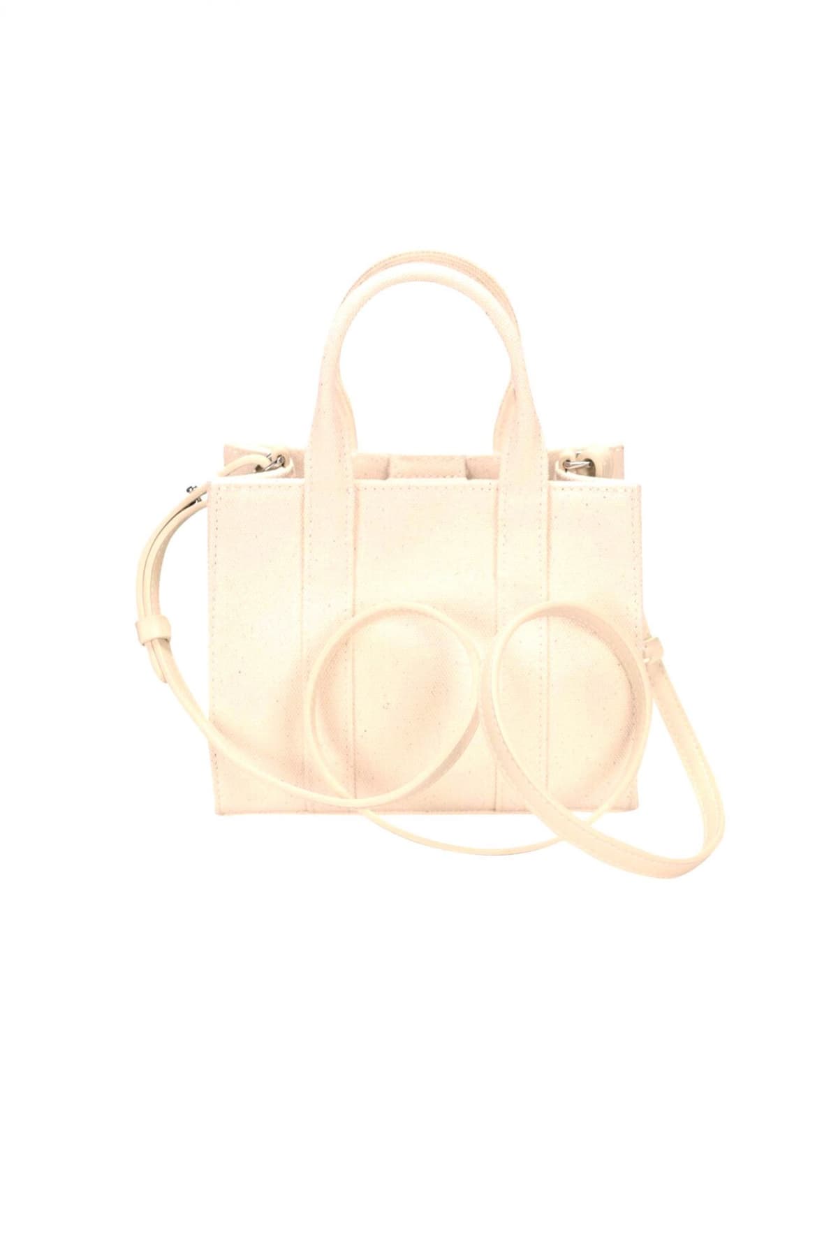 KARL LAGERFELD ΤΣΑΝΤΑ SQUARE MINI TOTE ΚΑΜΒΑΣ LOGO ΕΚΡΟΥ