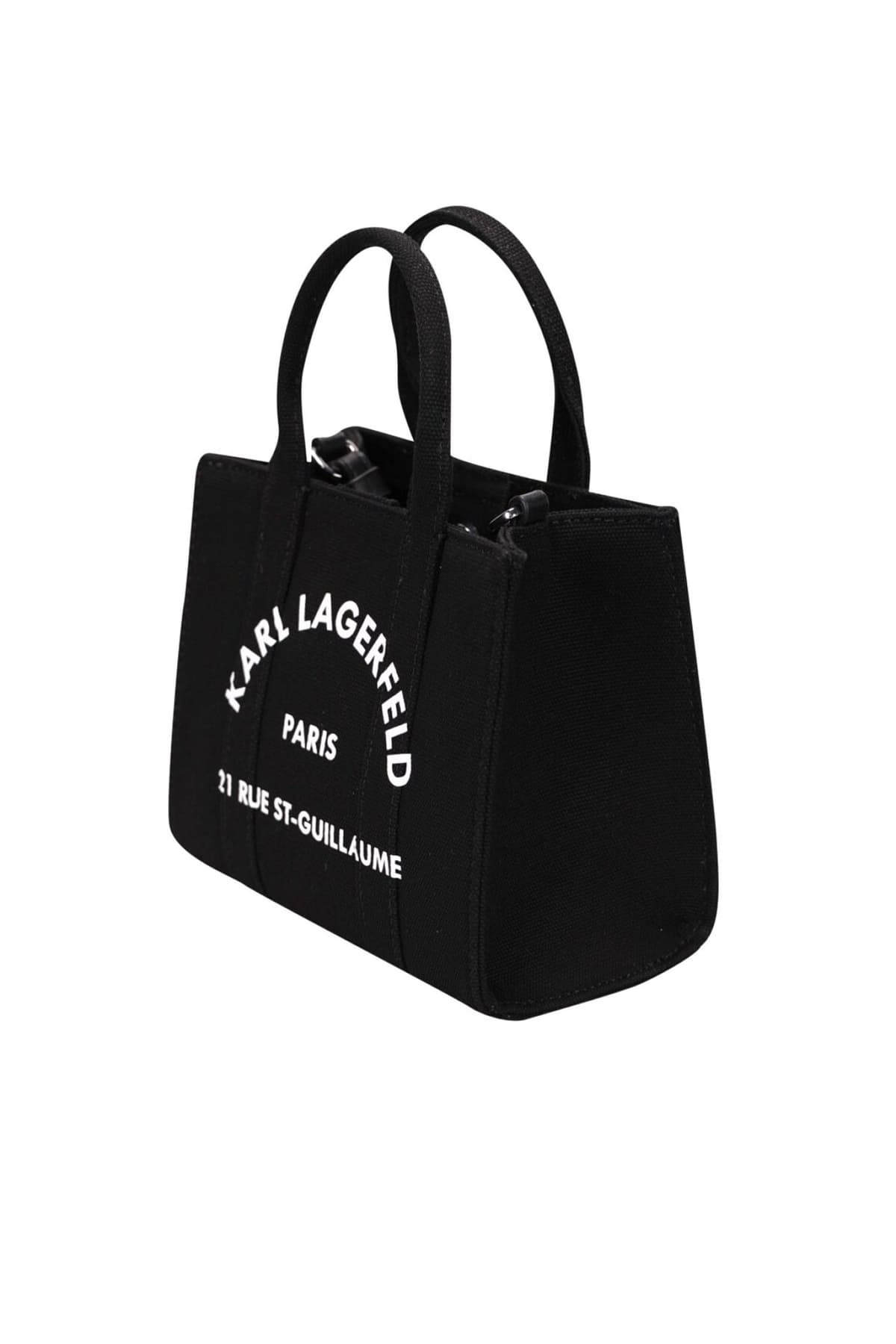 KARL LAGERFELD ΤΣΑΝΤΑ SQUARE MINI TOTE ΚΑΜΒΑΣ LOGO ΜΑΥΡΟ