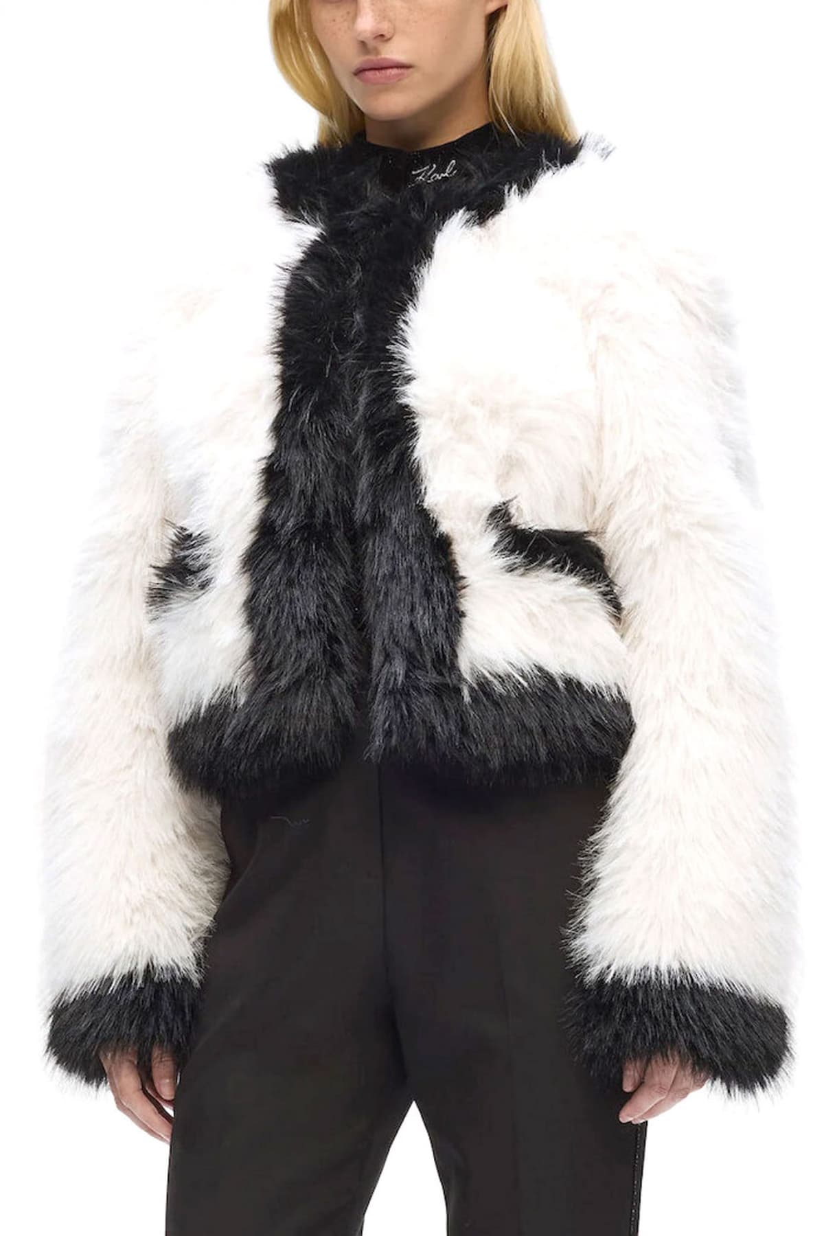 KARL LAGERFELD ΜΠΟΥΦΑΝ ΓΟΥΝΑ FAUX FUR ΛΕΥΚΟ-ΜΑΥΡΟ