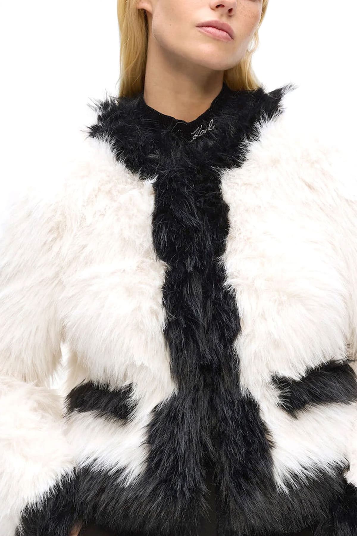 KARL LAGERFELD ΜΠΟΥΦΑΝ ΓΟΥΝΑ FAUX FUR ΛΕΥΚΟ-ΜΑΥΡΟ